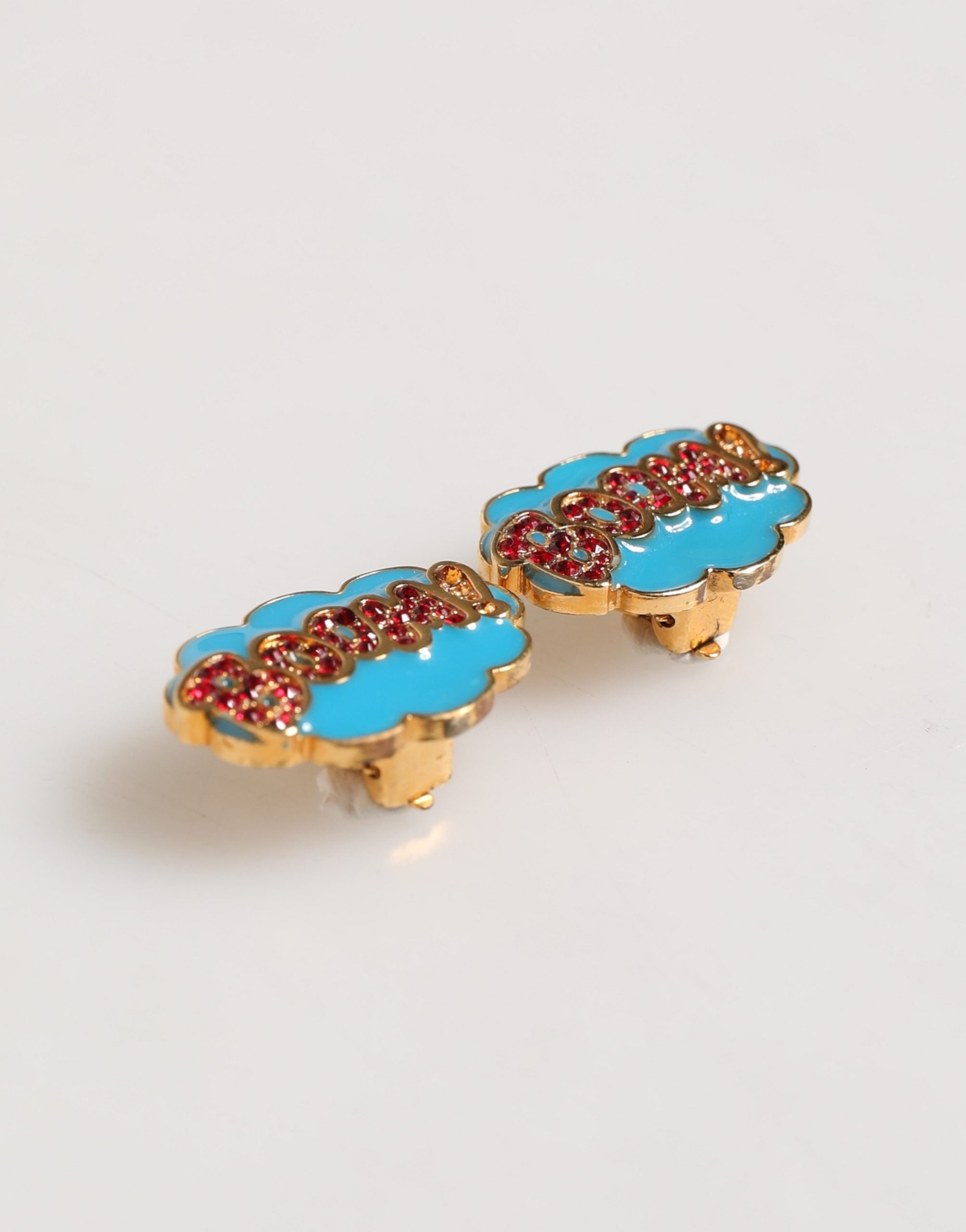 Dolce & Gabbana Gold Brass BOOM Cartoon Crystal Clip-On Women Dolce & Gabbana
