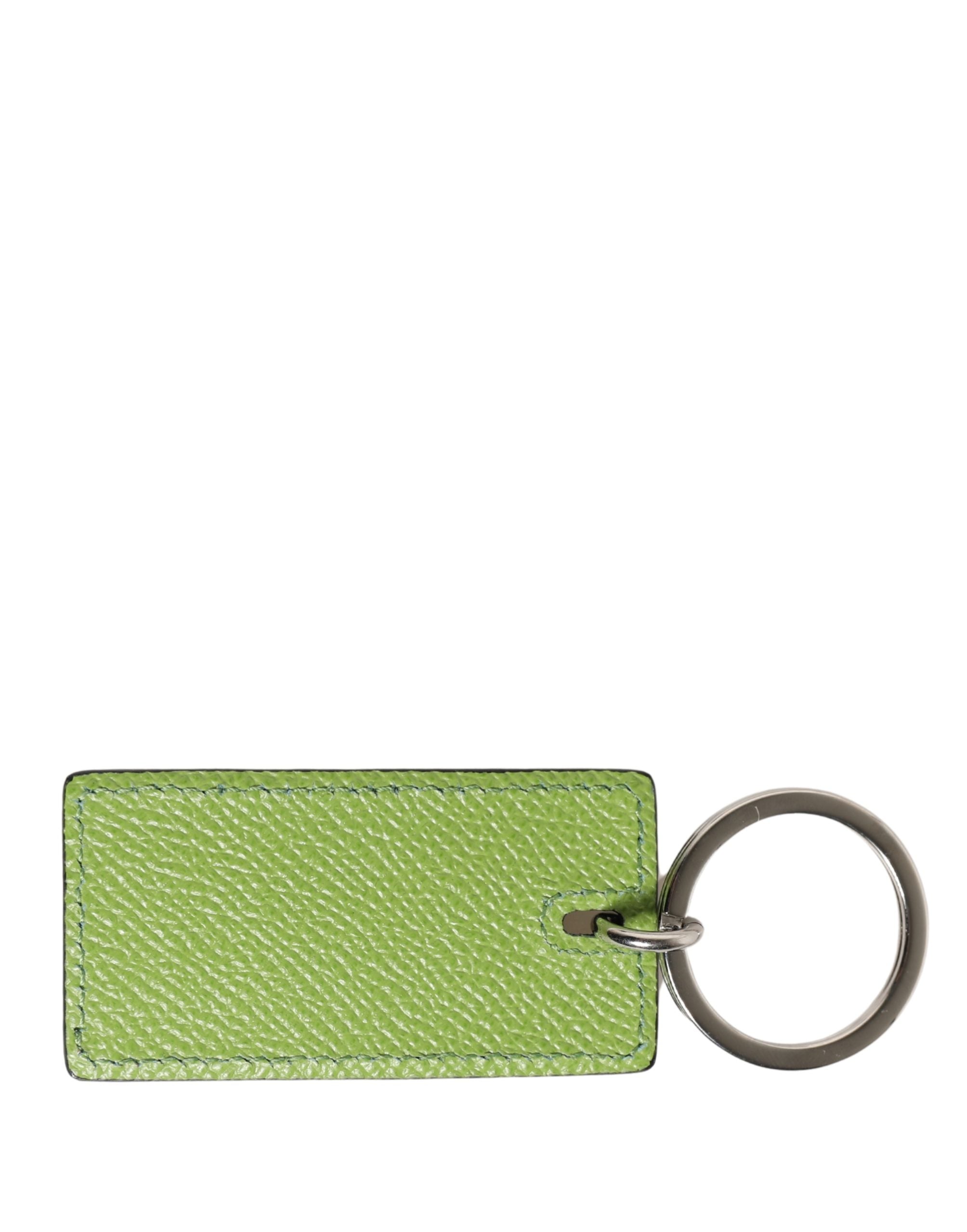 Dolce & Gabbana Green Calf Leather DG Logo Metal Ring Keyring Keychain Dolce & Gabbana