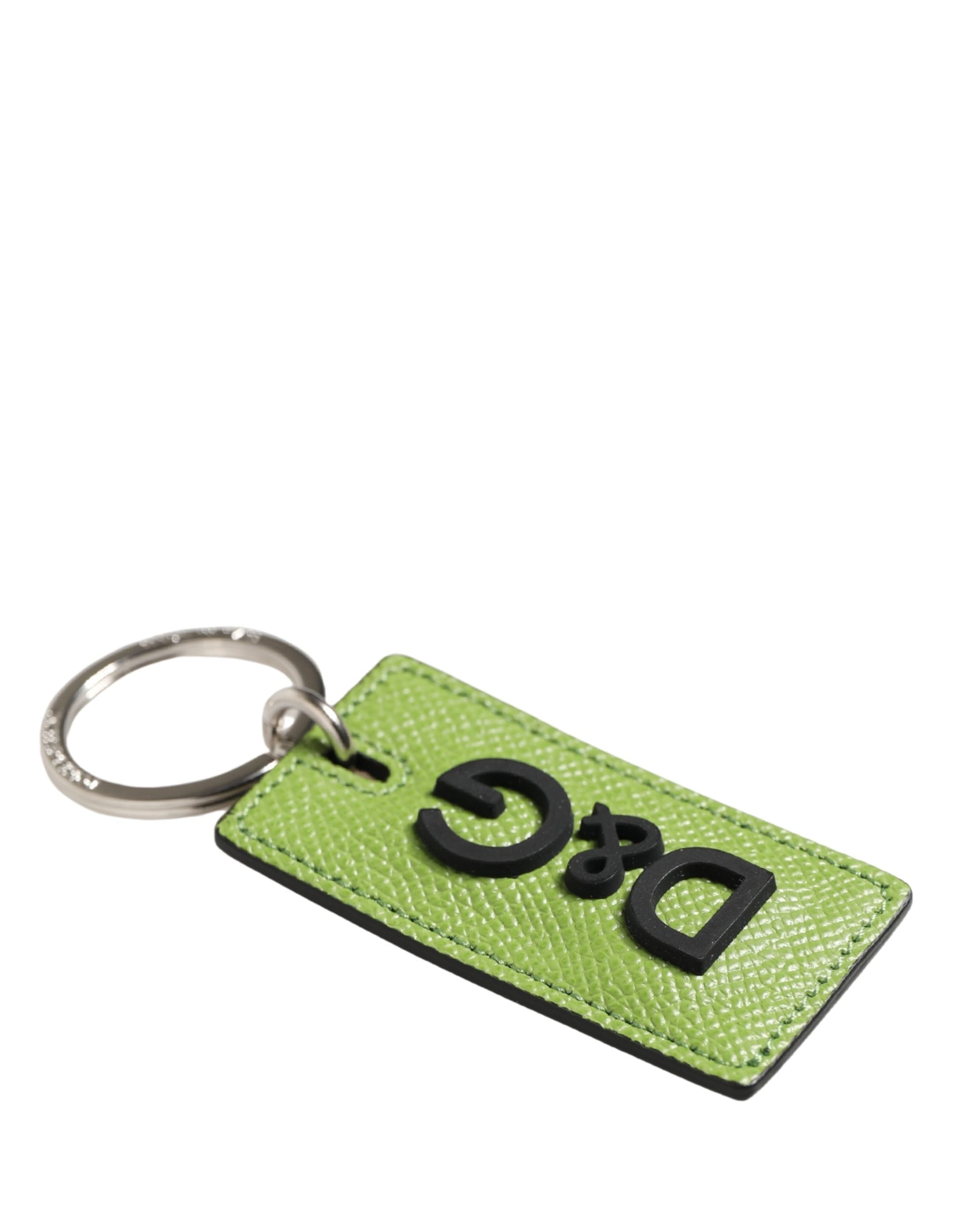 Dolce & Gabbana Green Calf Leather DG Logo Metal Ring Keyring Keychain Dolce & Gabbana