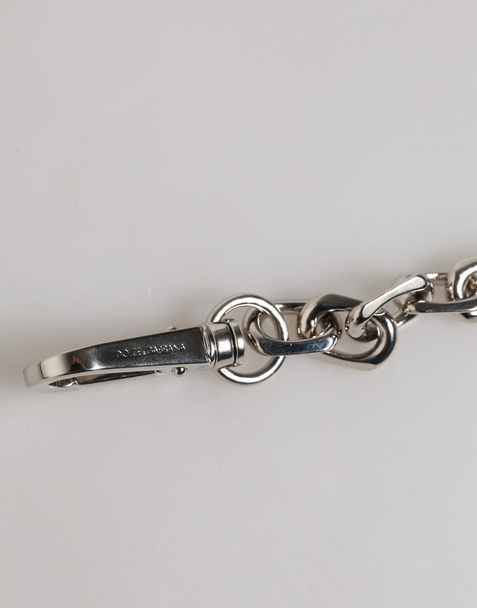 Dolce & Gabbana Silver Tone Chain Lobster Clasp Logo Gray Pearls Bracelet Dolce & Gabbana