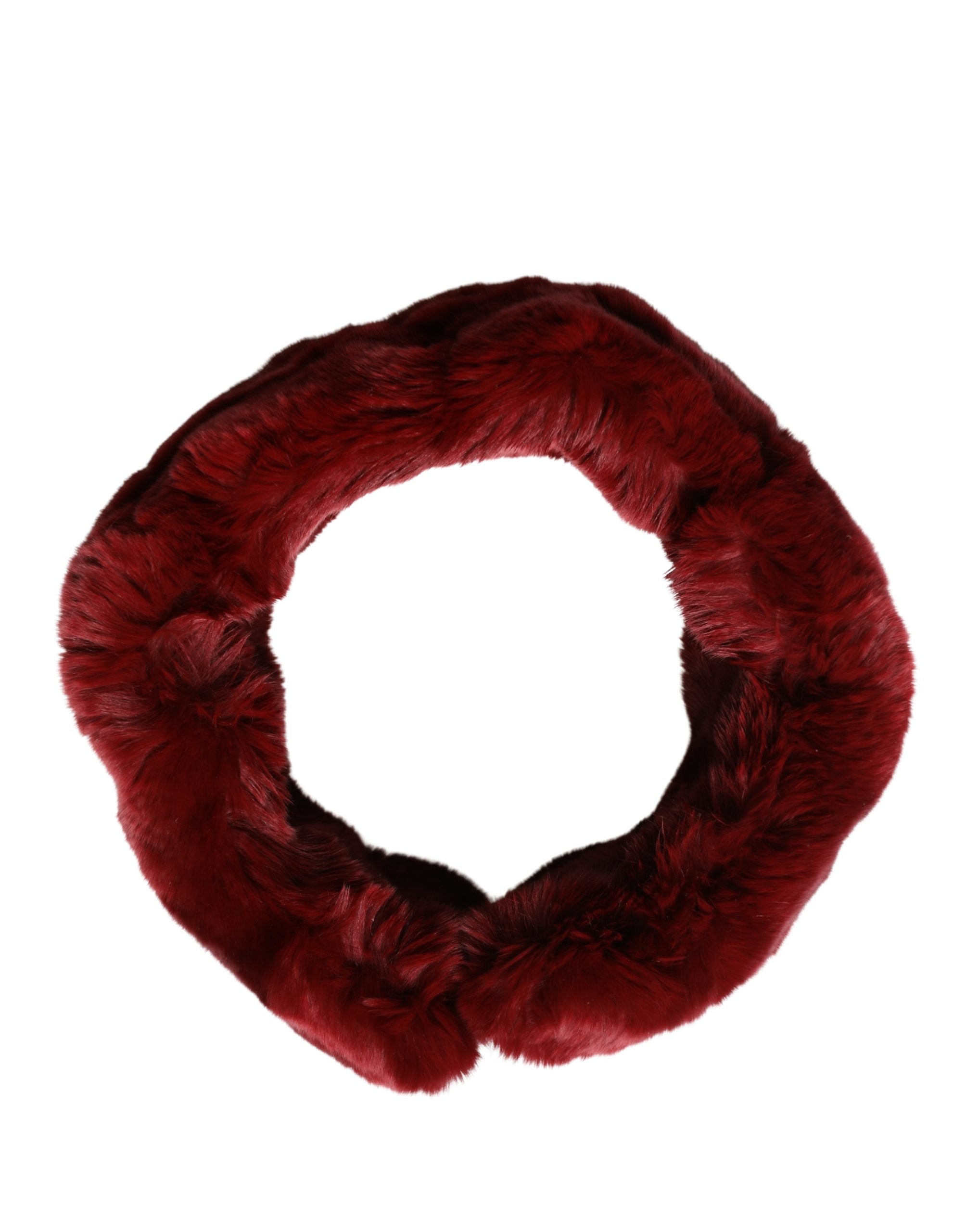 Dolce & Gabbana Red Lamb Fur Collar Women Neck Wrap 50cm x 8cm Scarf Dolce & Gabbana