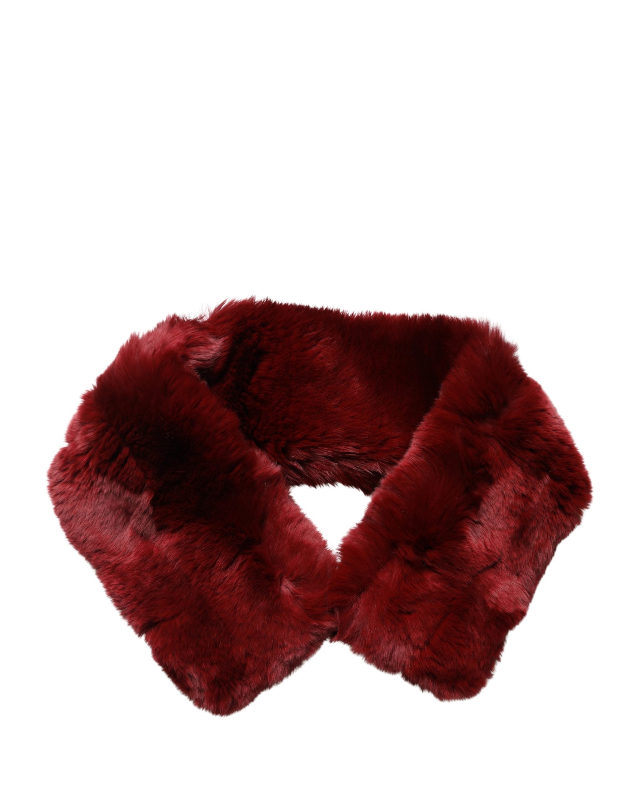 Dolce & Gabbana Red Lamb Fur Collar Women Neck Wrap 50cm x 8cm Scarf Dolce & Gabbana