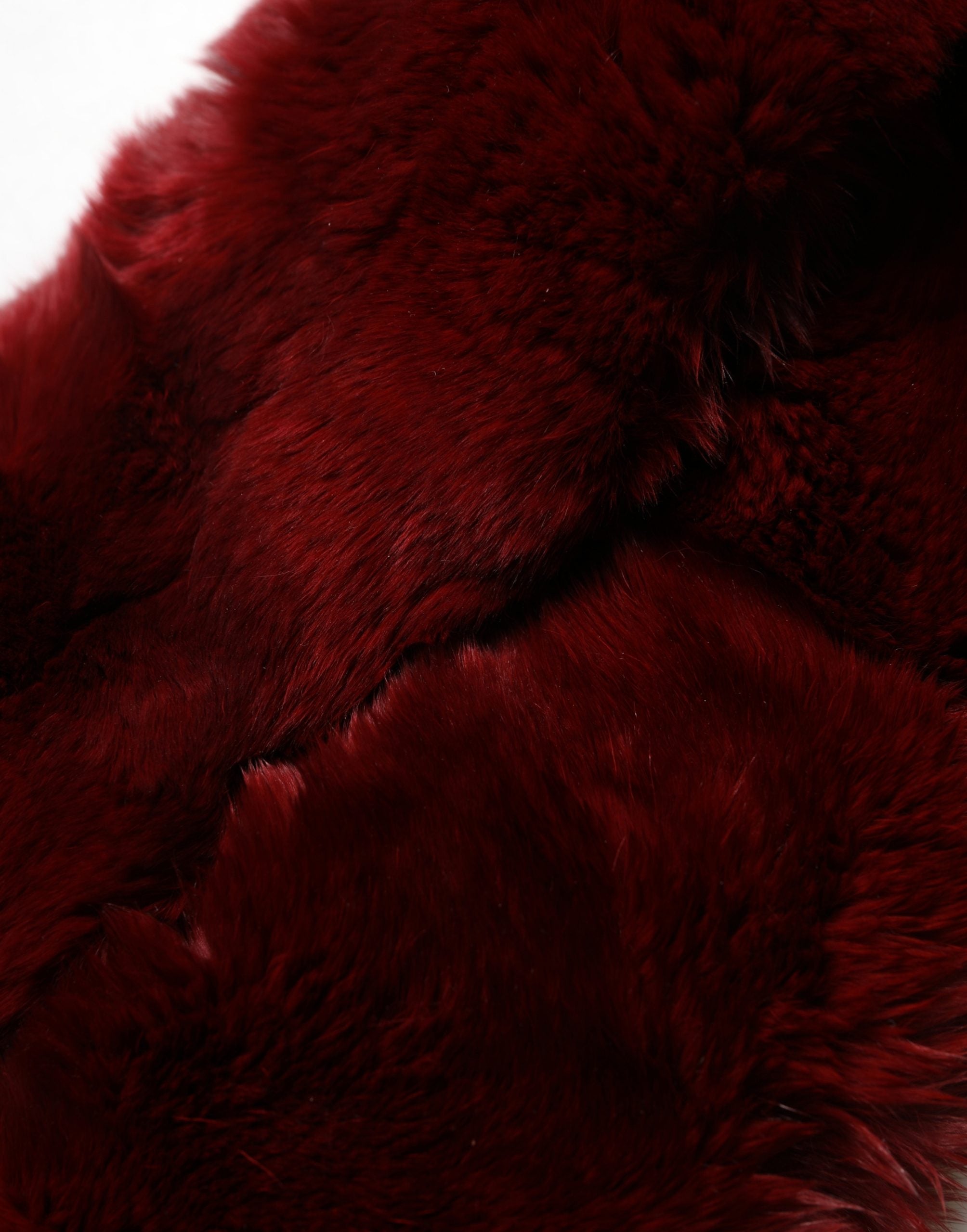 Dolce & Gabbana Red Lamb Fur Collar Women Neck Wrap 50cm x 8cm Scarf Dolce & Gabbana