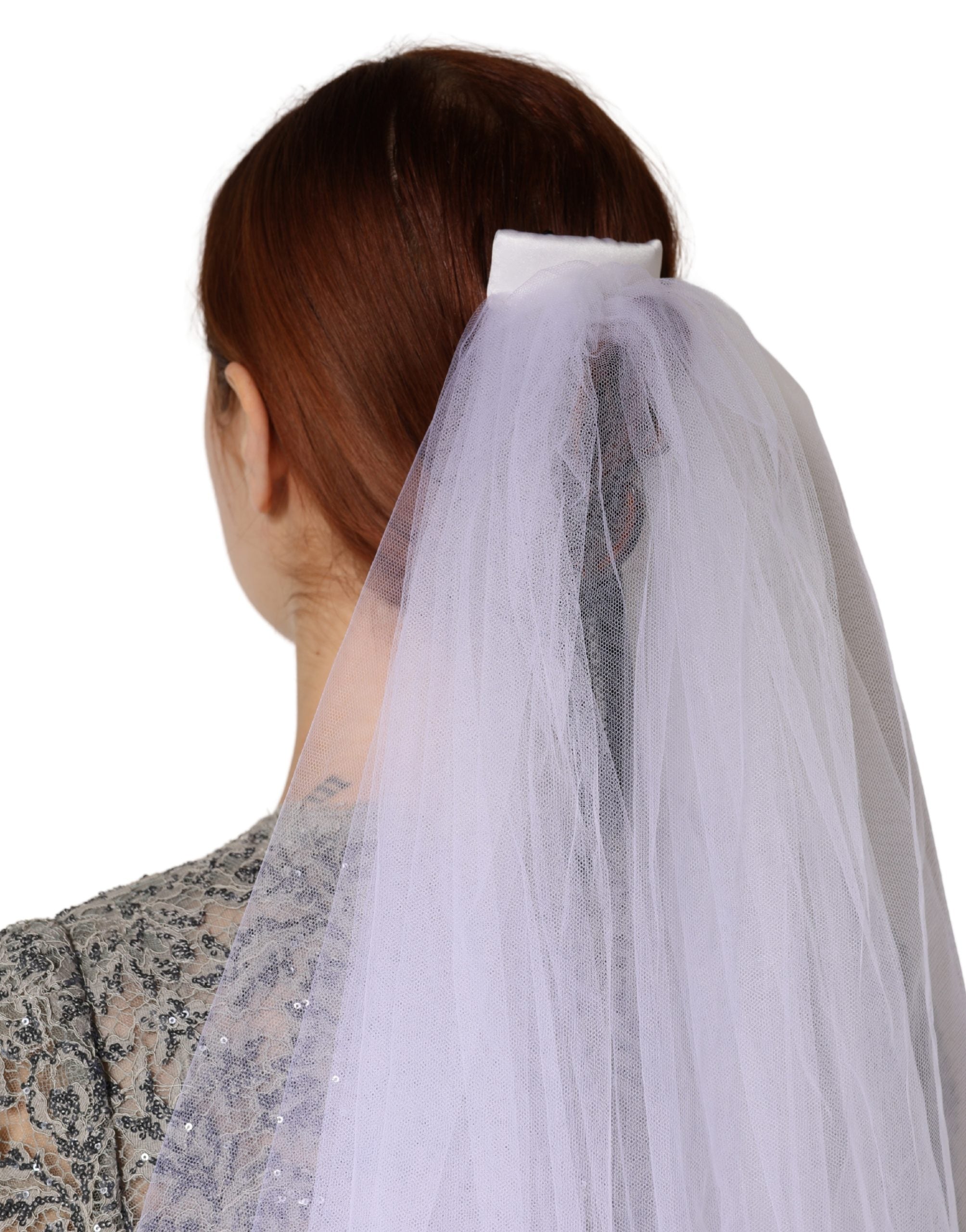 Dolce & Gabbana White Floral LaceNylon Floor Length 3M Long Veil Dolce & Gabbana