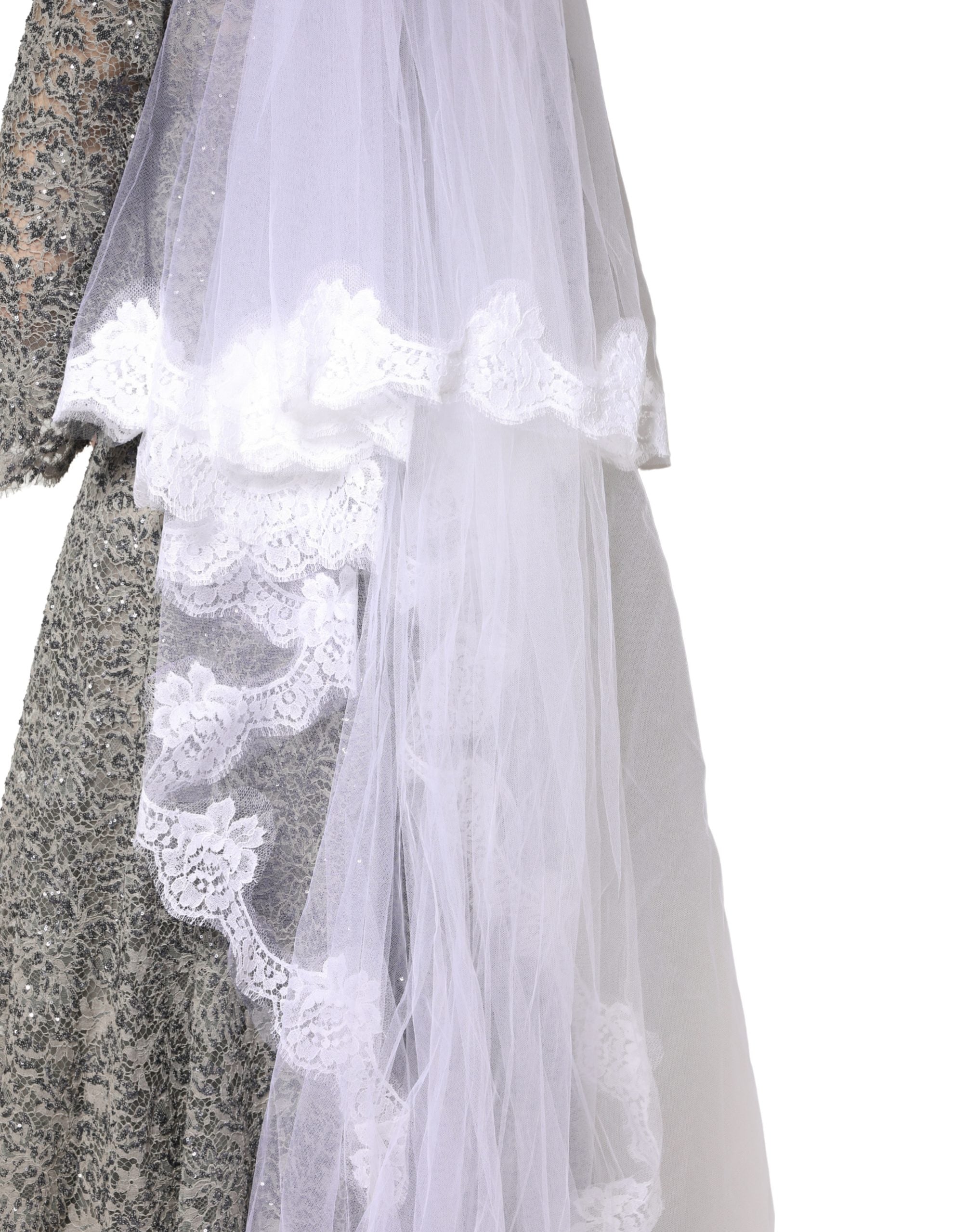 Dolce & Gabbana White Floral LaceNylon Floor Length 3M Long Veil Dolce & Gabbana