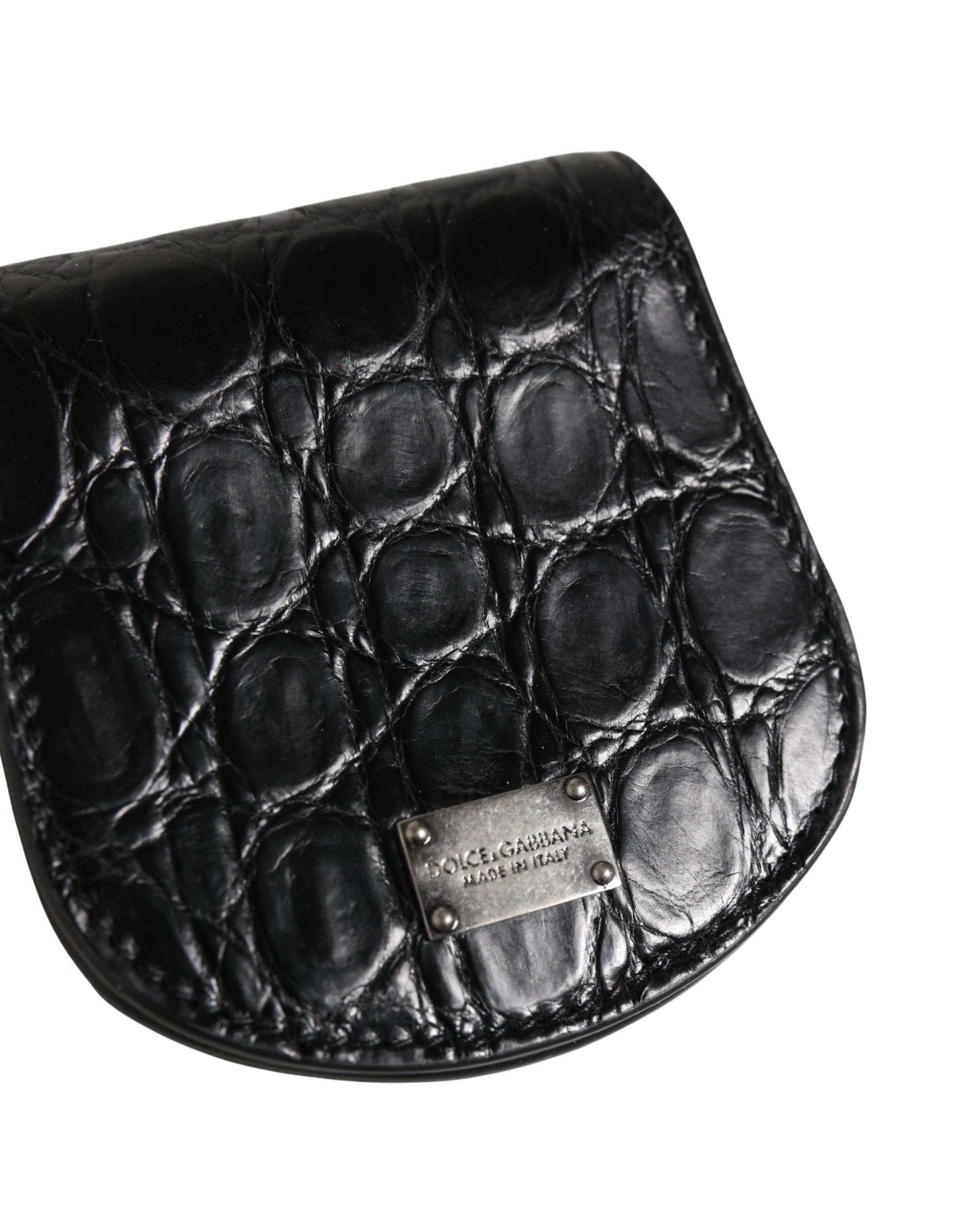 Dolce & Gabbana Black Exotic Skin Condom Case Holder Pocket Wallet Dolce & Gabbana