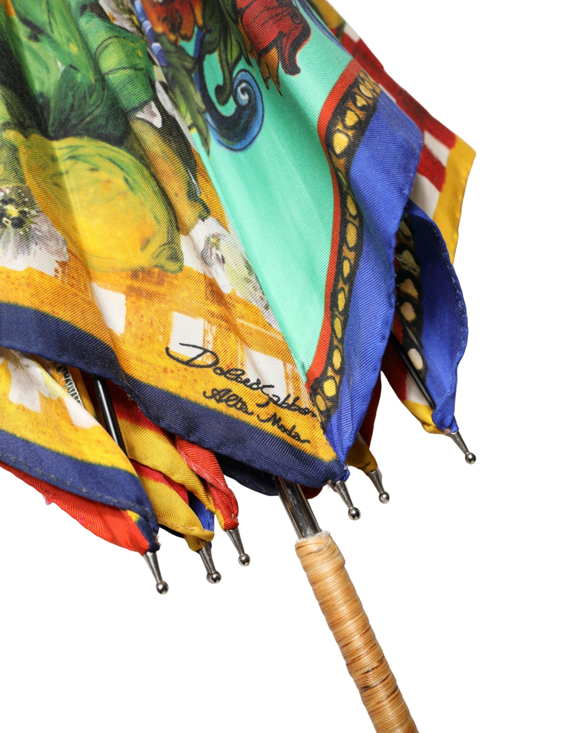 Dolce & Gabbana Multicolor Carretto Siciliano Print Collapsible Umbrella Dolce & Gabbana