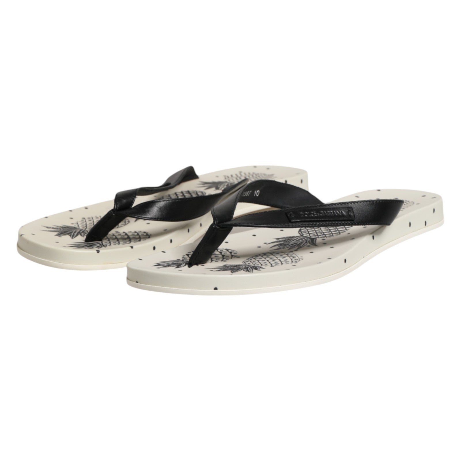 Dolce & Gabbana White Pineapple Print Slides Flip Flops Shoes Dolce & Gabbana
