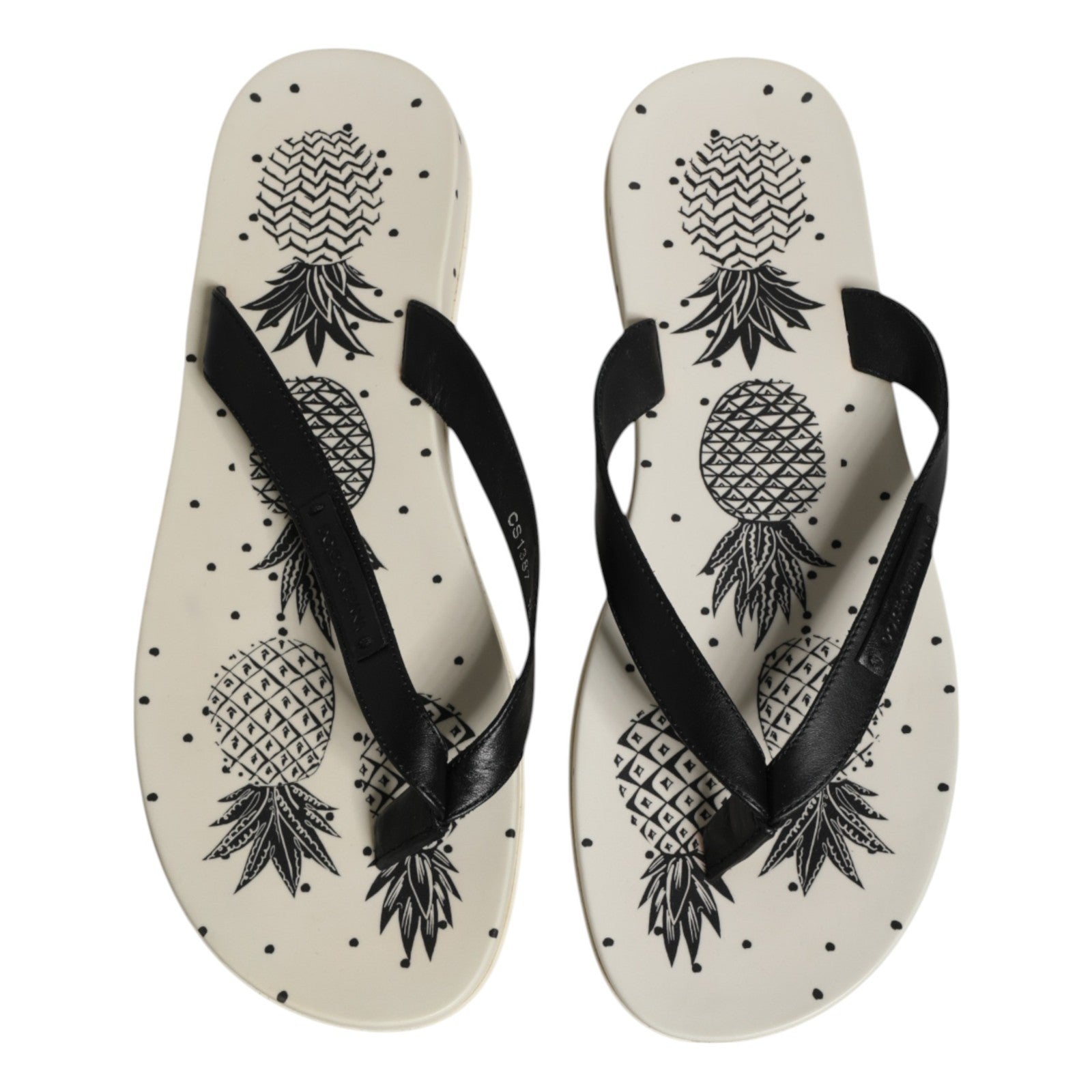 Dolce & Gabbana White Pineapple Print Slides Flip Flops Shoes Dolce & Gabbana