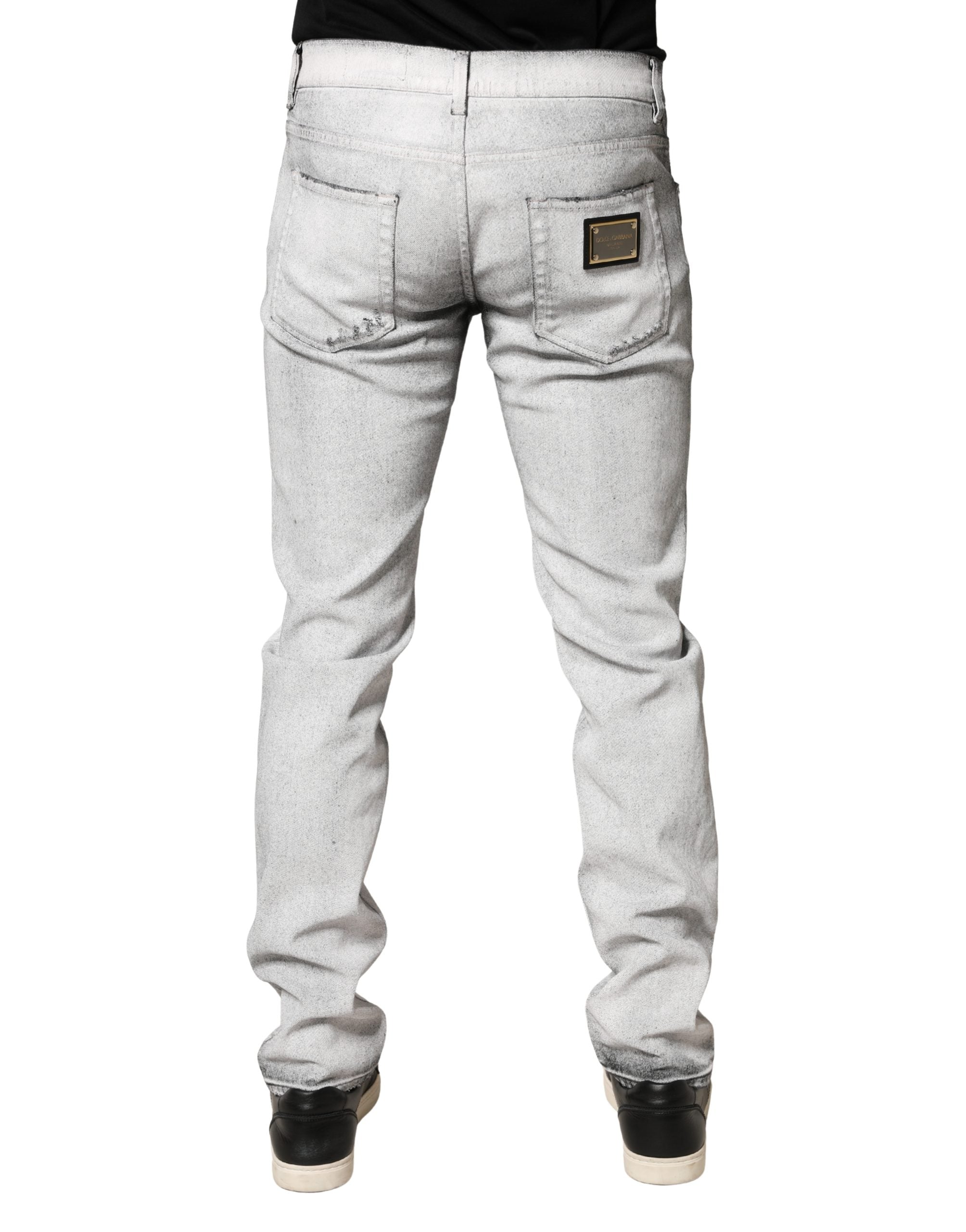 Dolce & Gabbana Light Gray Distressed Skinny Men Denim Jeans Dolce & Gabbana