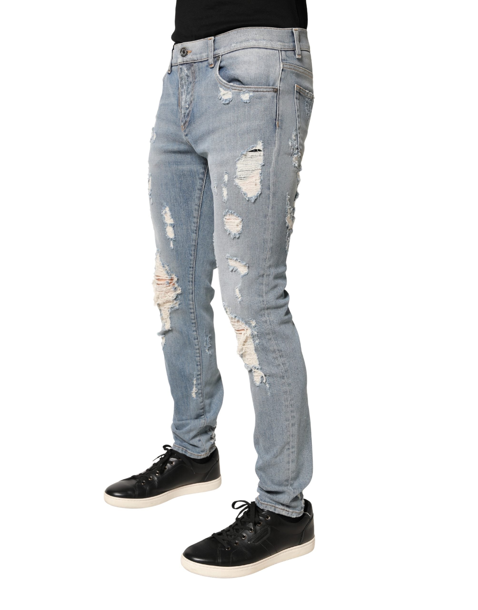 Dolce & Gabbana Light Blue Distressed Skinny Men Denim Jeans Dolce & Gabbana
