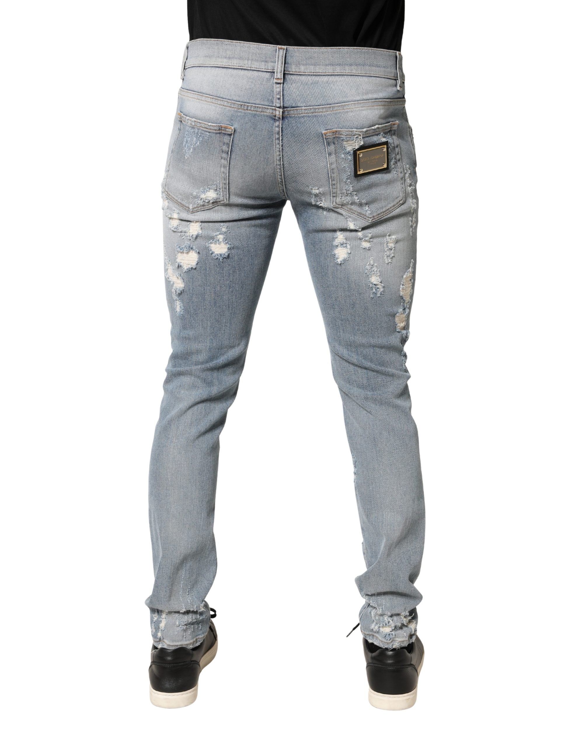 Dolce & Gabbana Light Blue Distressed Skinny Men Denim Jeans Dolce & Gabbana