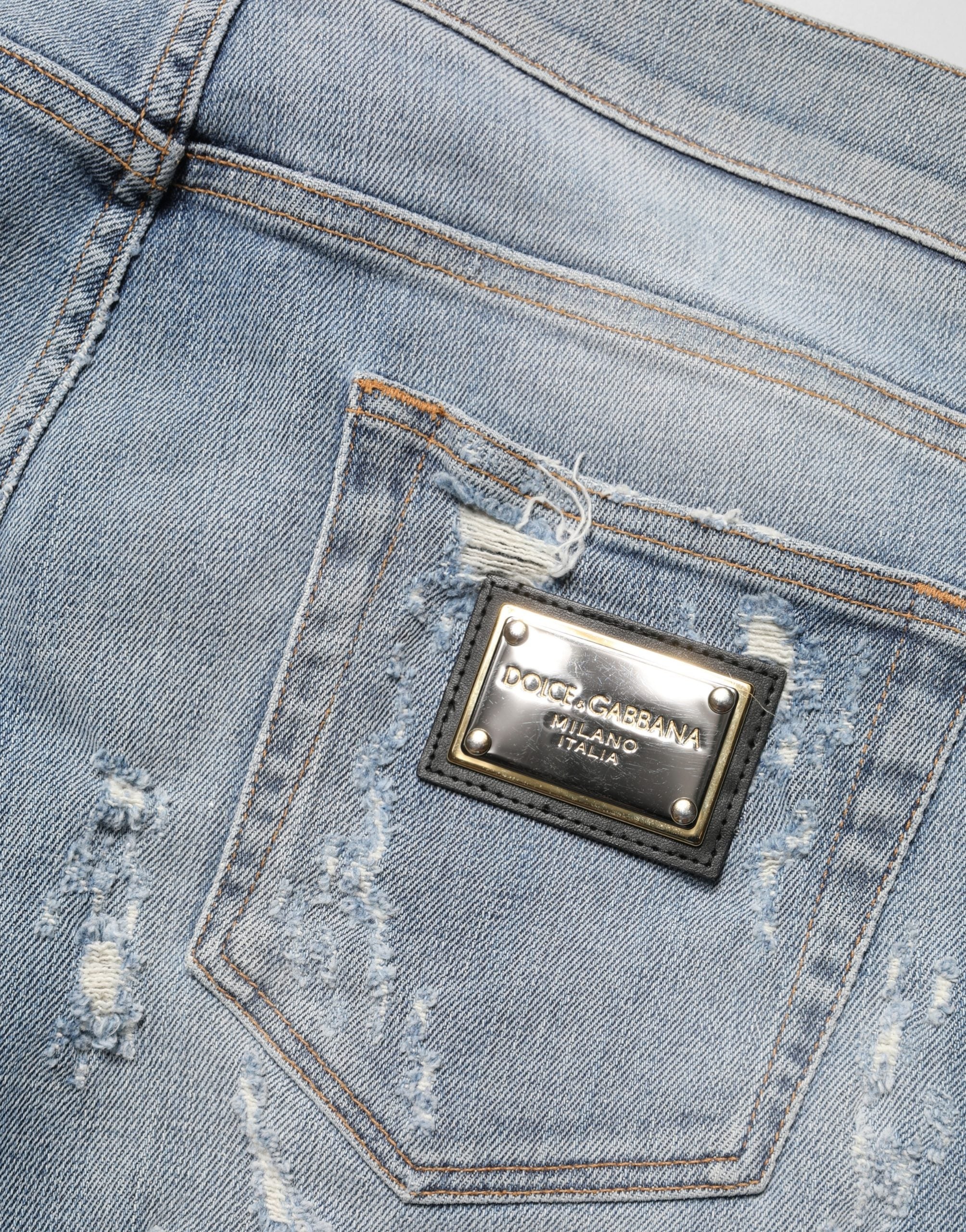 Dolce & Gabbana Light Blue Distressed Skinny Men Denim Jeans Dolce & Gabbana