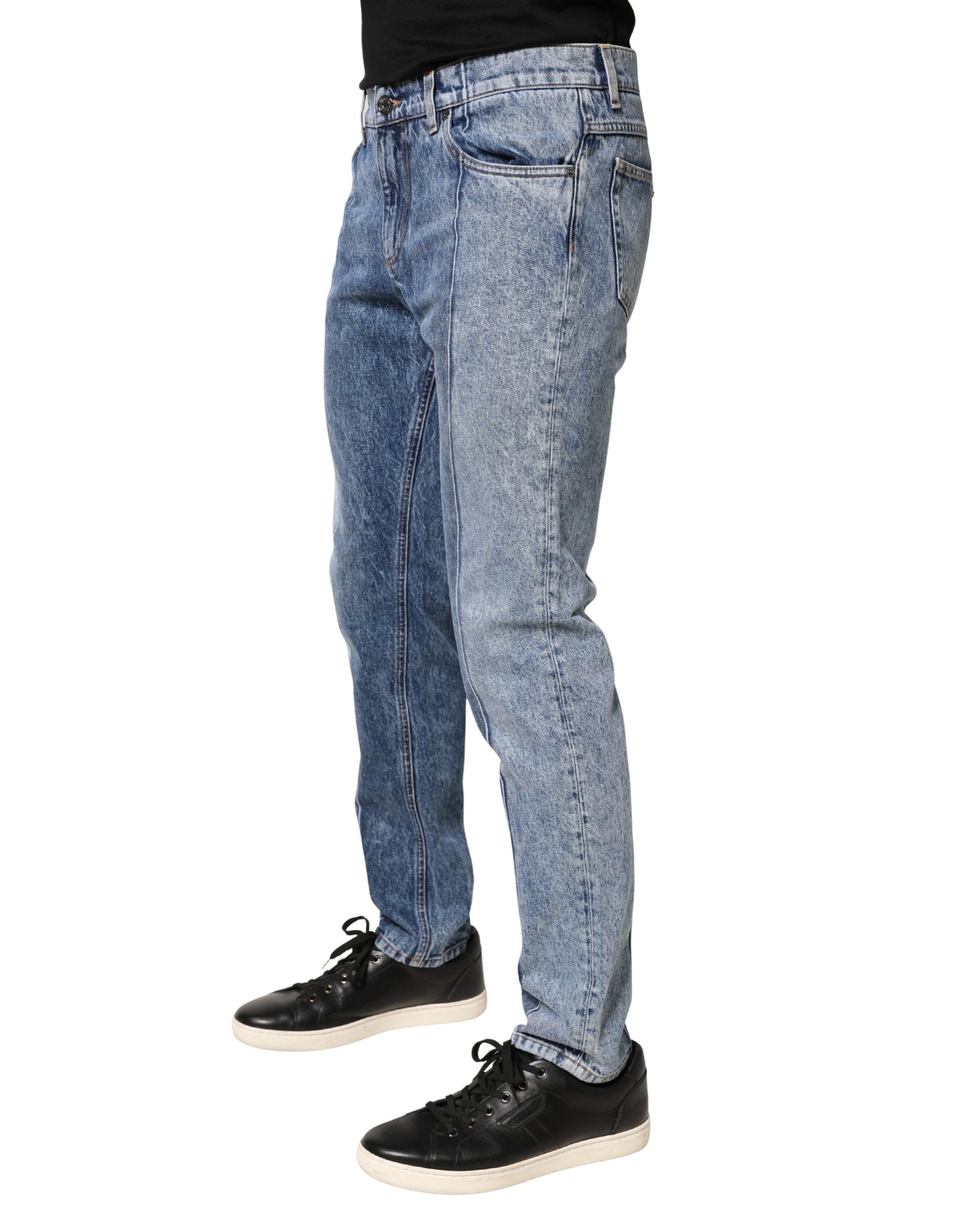 Dolce & Gabbana Two Tone Blue Cotton Regular Men Denim Jeans Dolce & Gabbana
