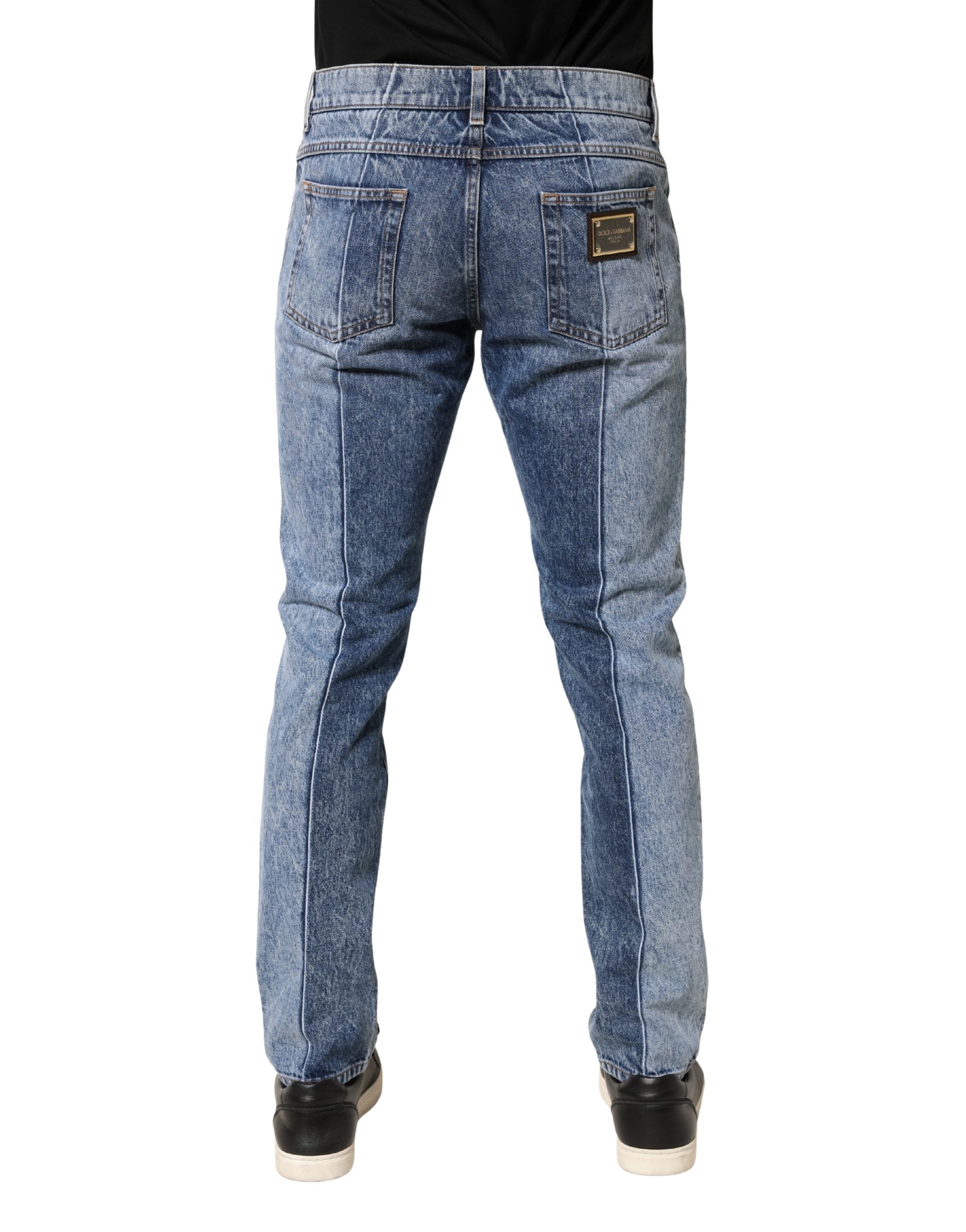 Dolce & Gabbana Two Tone Blue Cotton Regular Men Denim Jeans Dolce & Gabbana