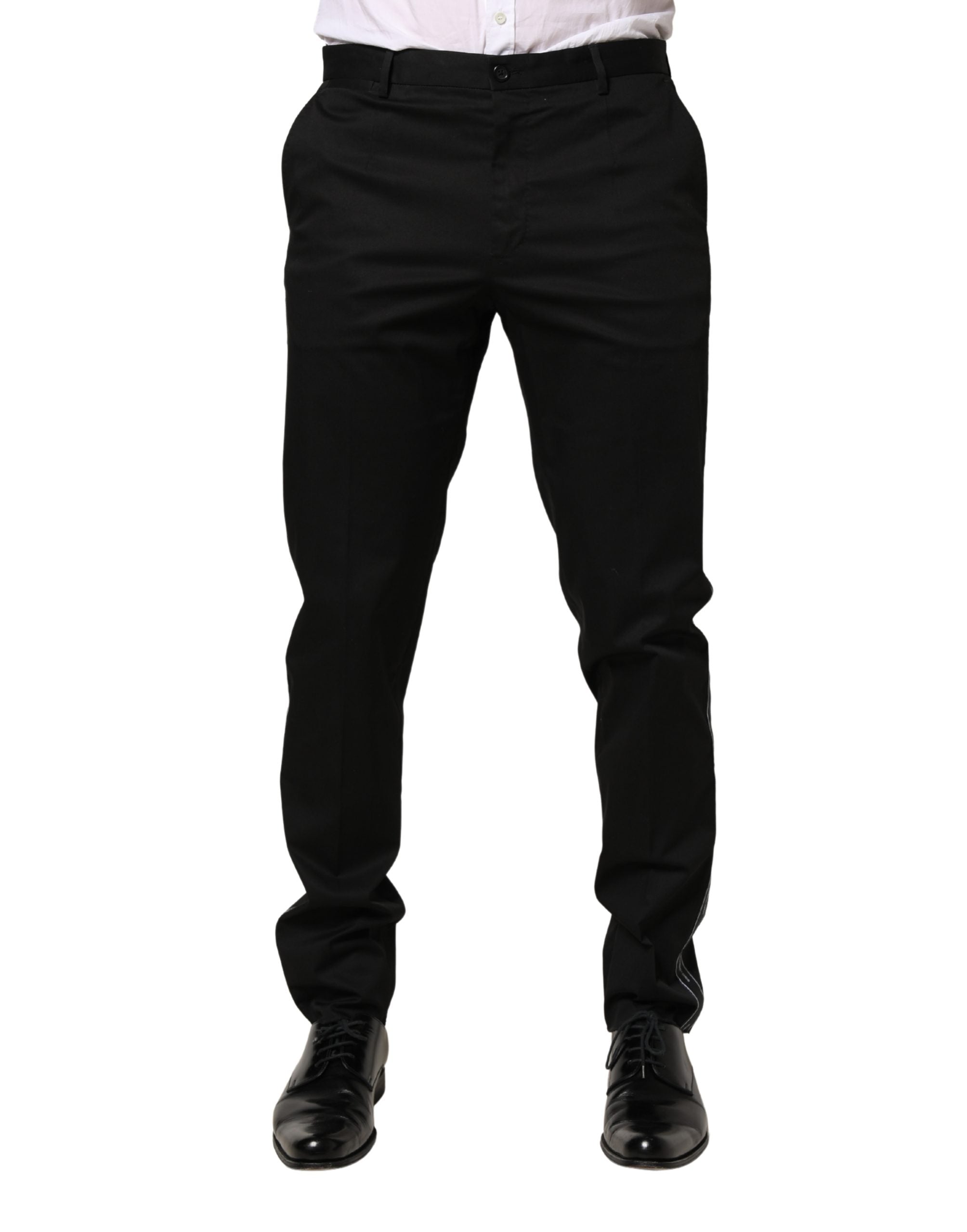 Dolce & Gabbana Black Cotton Skinny Men Dress Trouser Pants Dolce & Gabbana