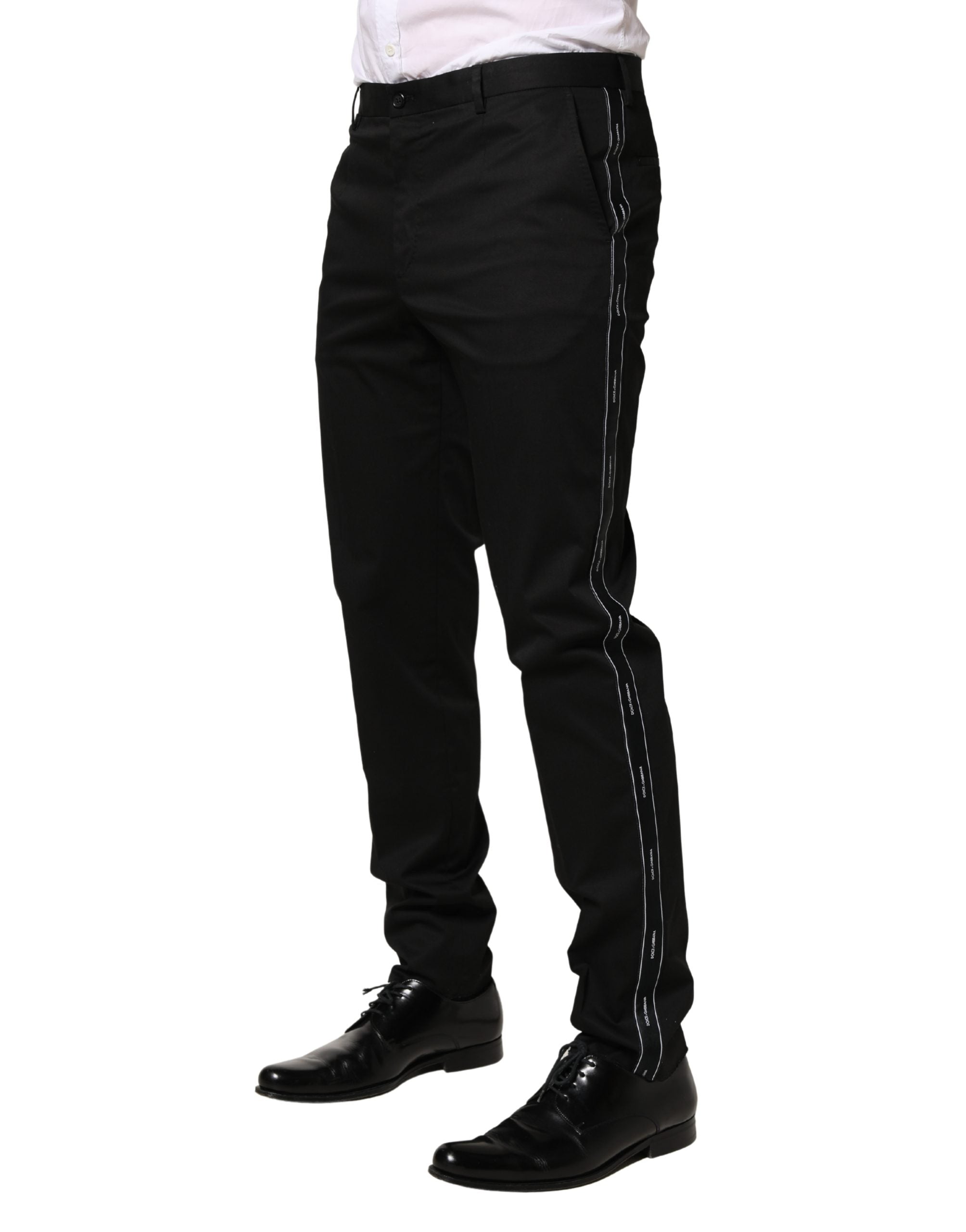 Dolce & Gabbana Black Cotton Skinny Men Dress Trouser Pants Dolce & Gabbana