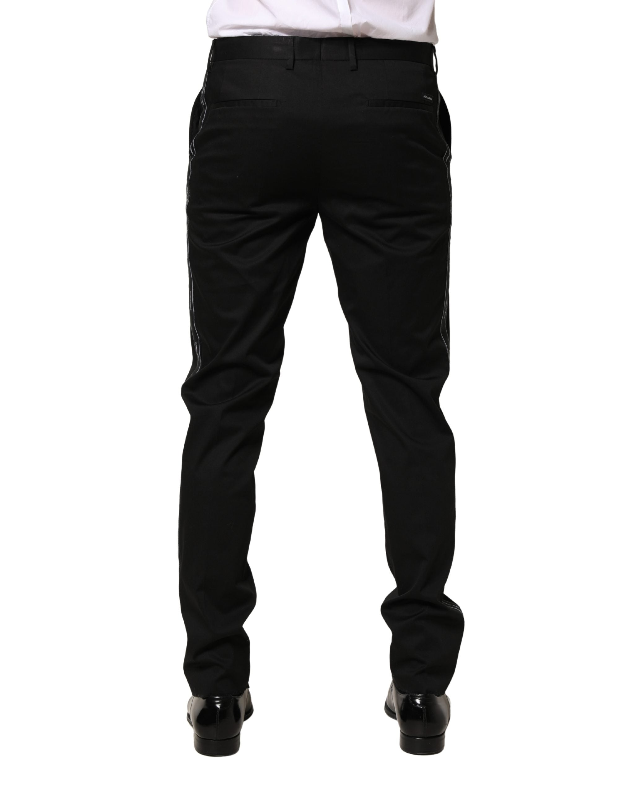 Dolce & Gabbana Black Cotton Skinny Men Dress Trouser Pants Dolce & Gabbana
