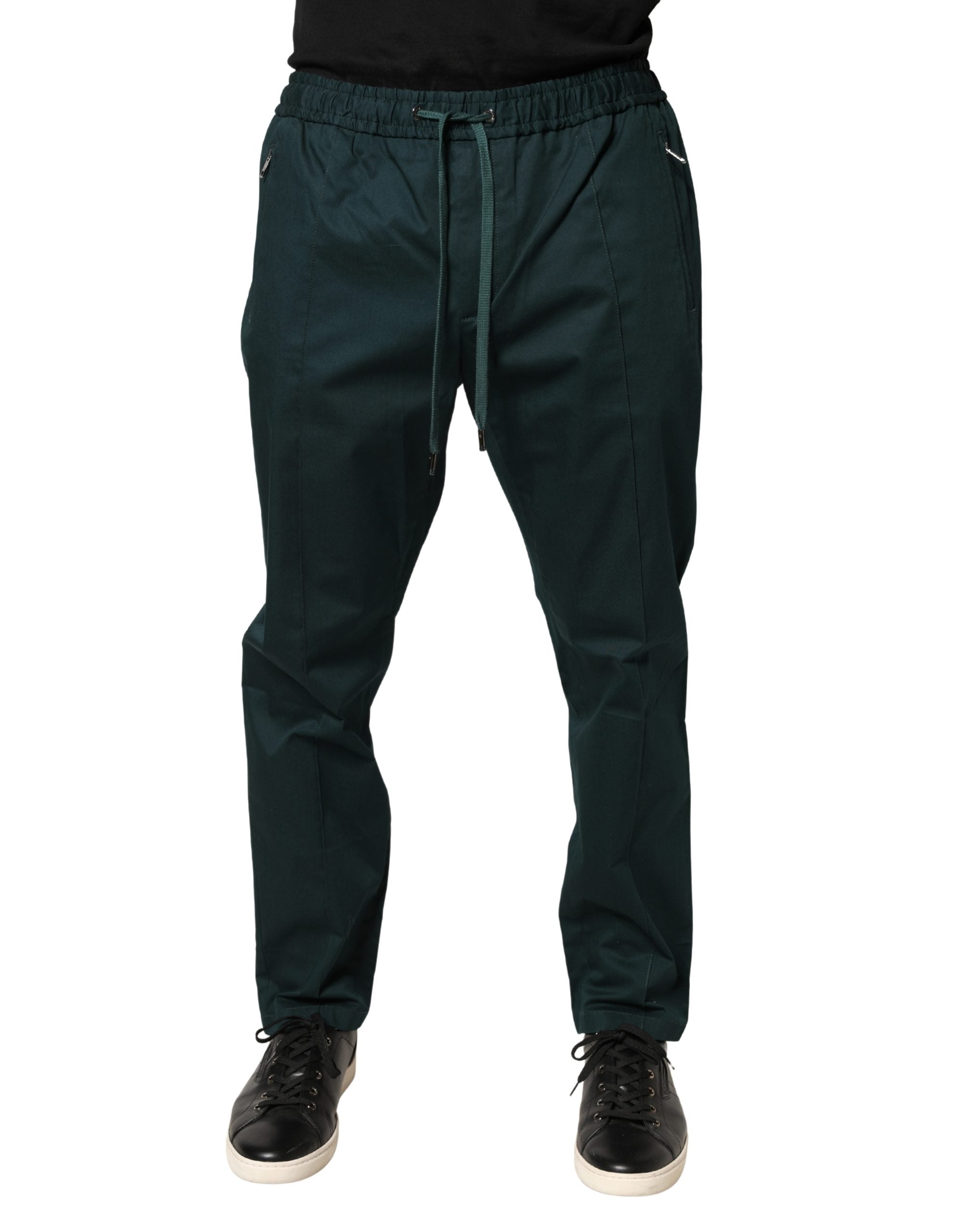 Dolce & Gabbana Green Cotton Skinny Men Jogger Trouser Pants Dolce & Gabbana