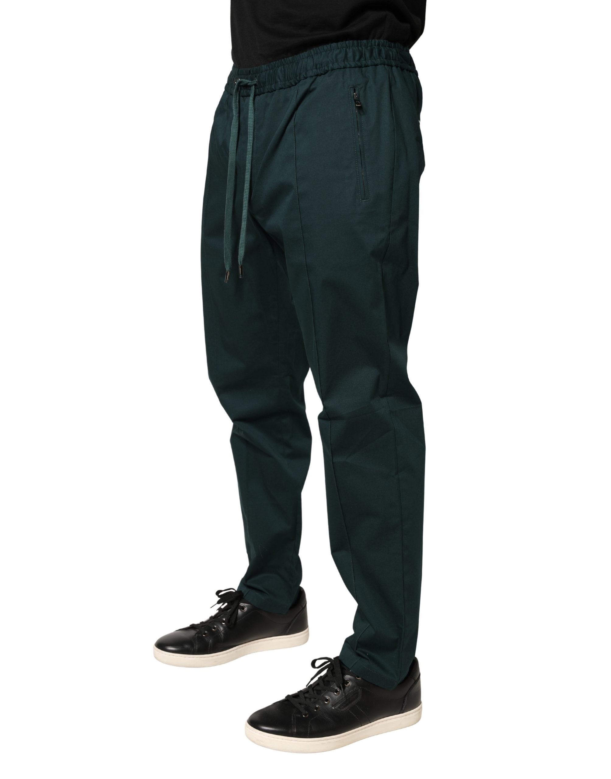 Dolce & Gabbana Green Cotton Skinny Men Jogger Trouser Pants Dolce & Gabbana