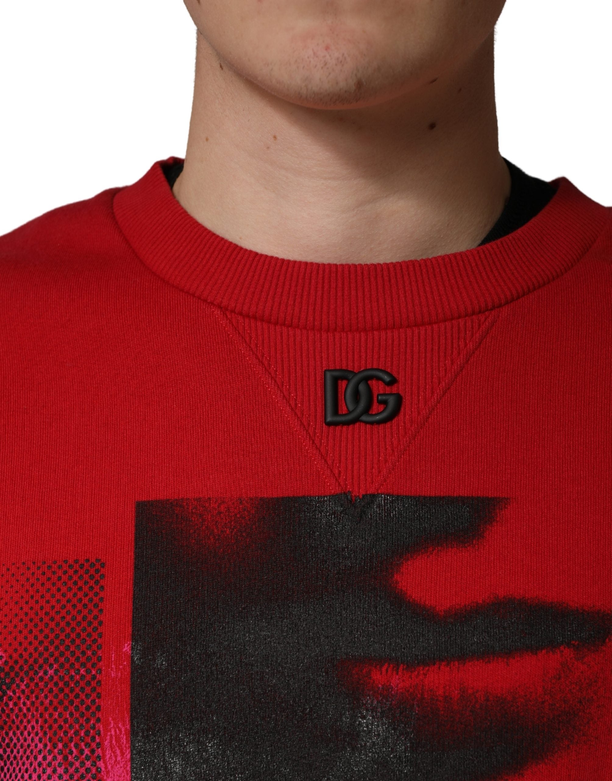 Dolce & Gabbana Red Graphic Crew Neck Men Sweatshirt Sweater Dolce & Gabbana