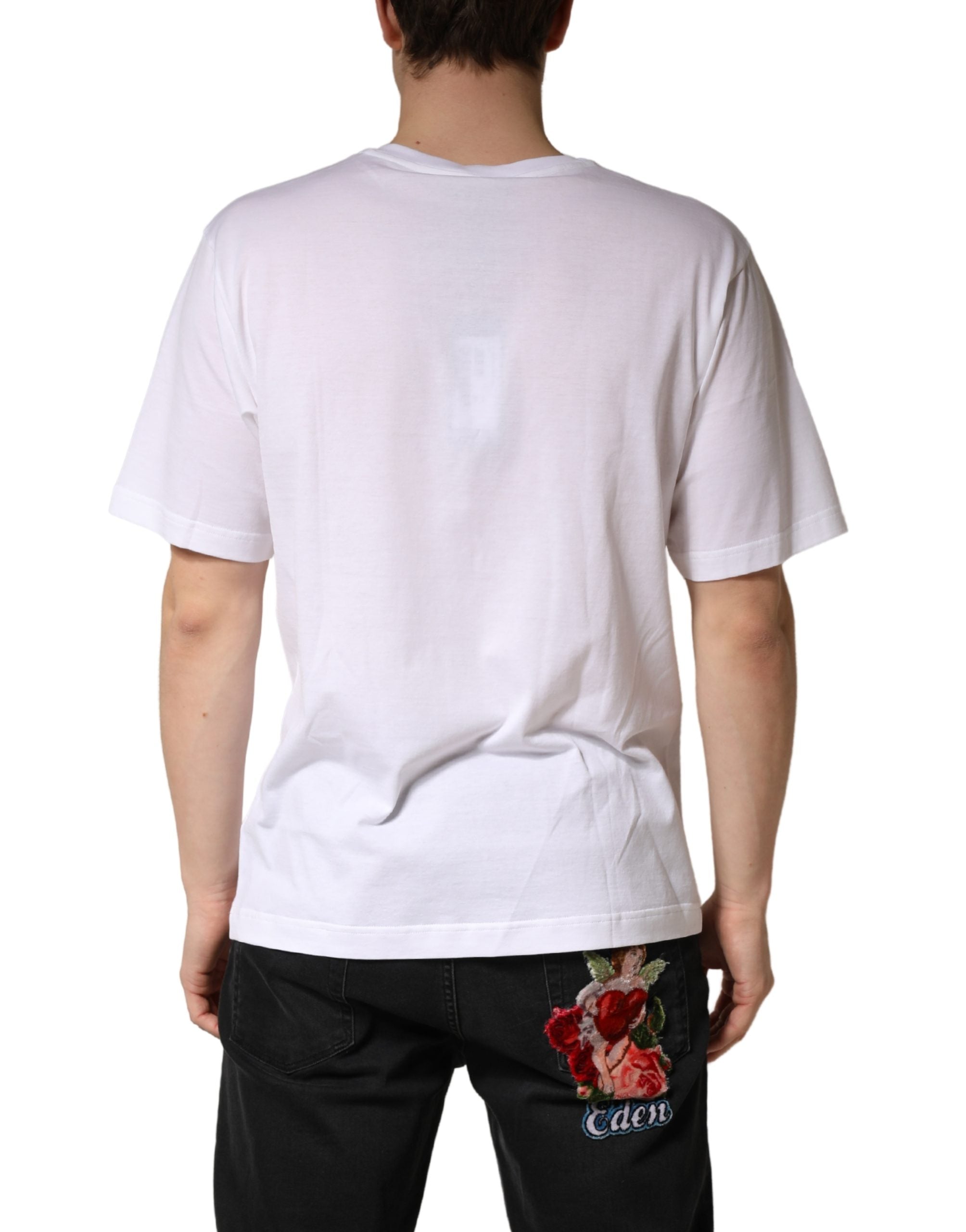 Dolce & Gabbana White Cotton Plain V-Neck Men Shirt T-shirt Dolce & Gabbana