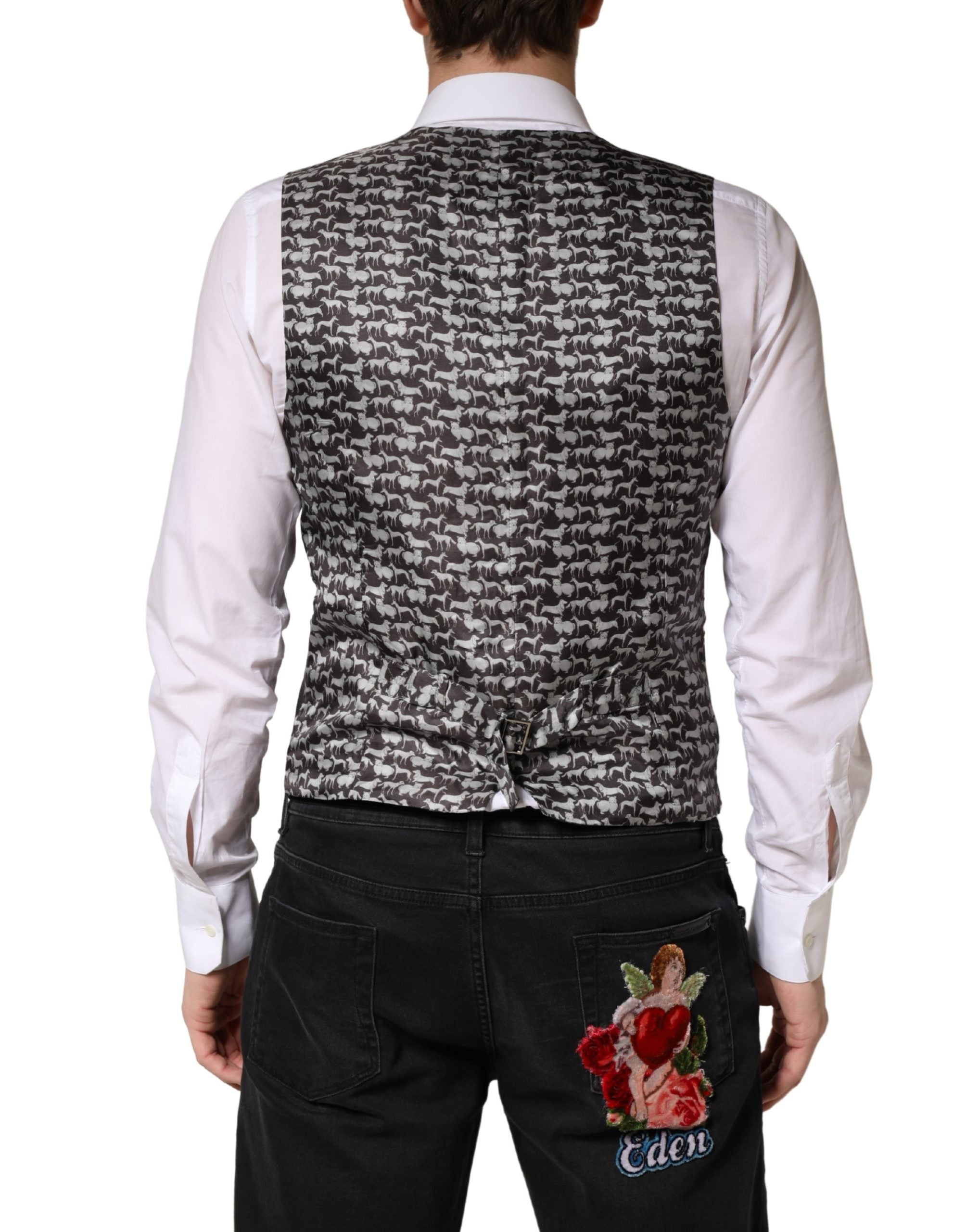 Dolce & Gabbana Black Wool Dress Men Formal Waistcoat Vest Dolce & Gabbana