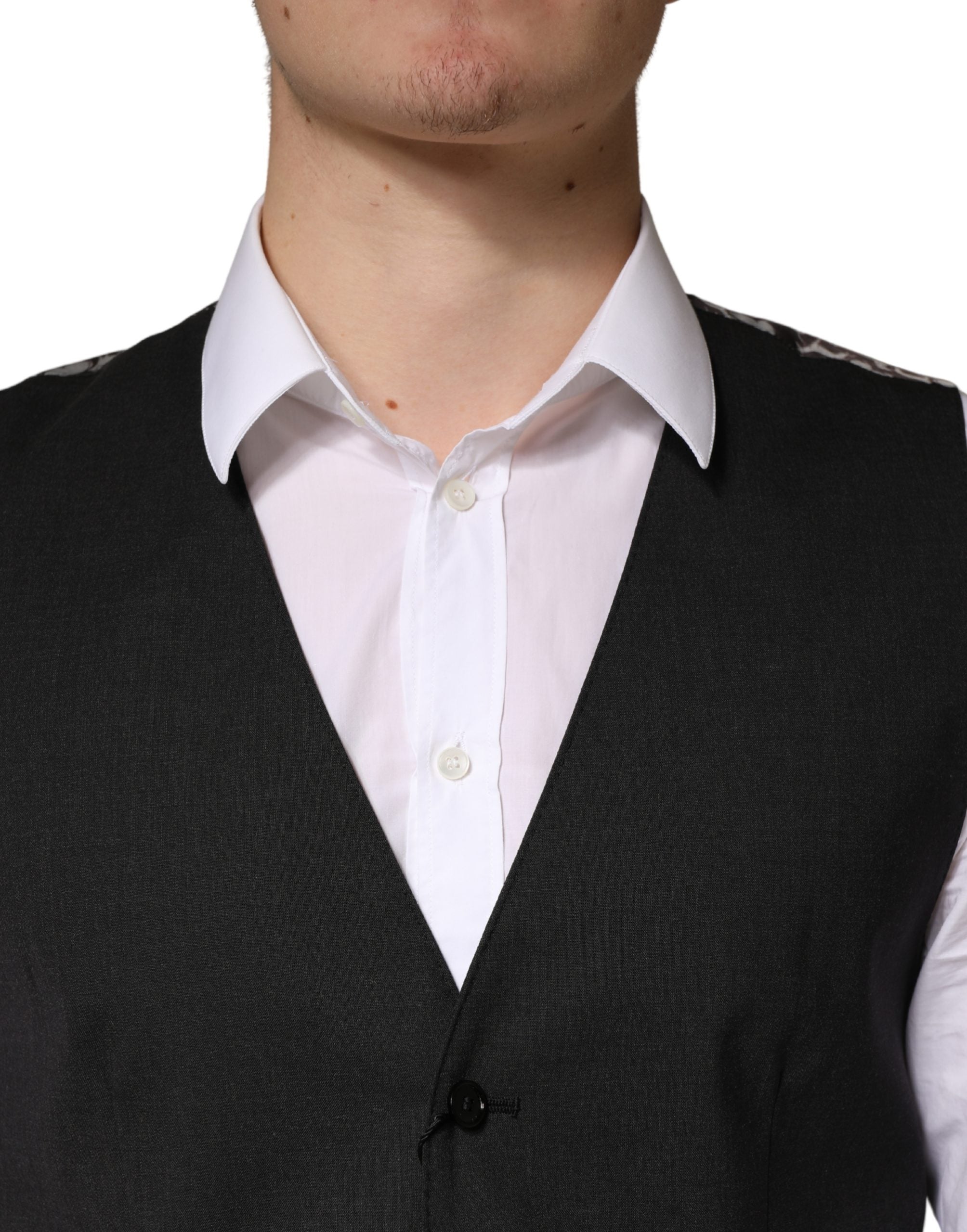 Dolce & Gabbana Black Wool Dress Men Formal Waistcoat Vest Dolce & Gabbana