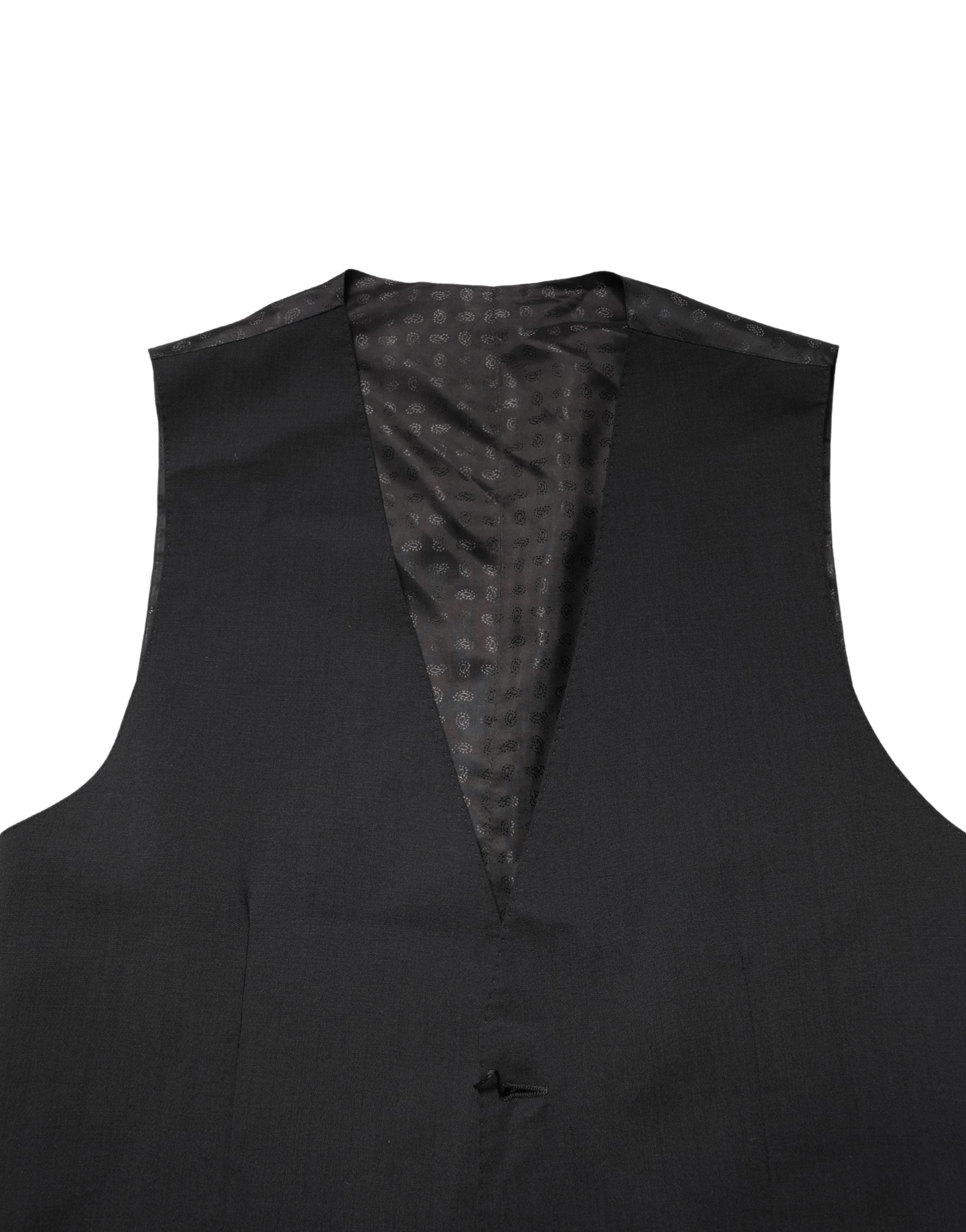Dolce & Gabbana Black Wool Dress Men Formal Waistcoat Vest Dolce & Gabbana