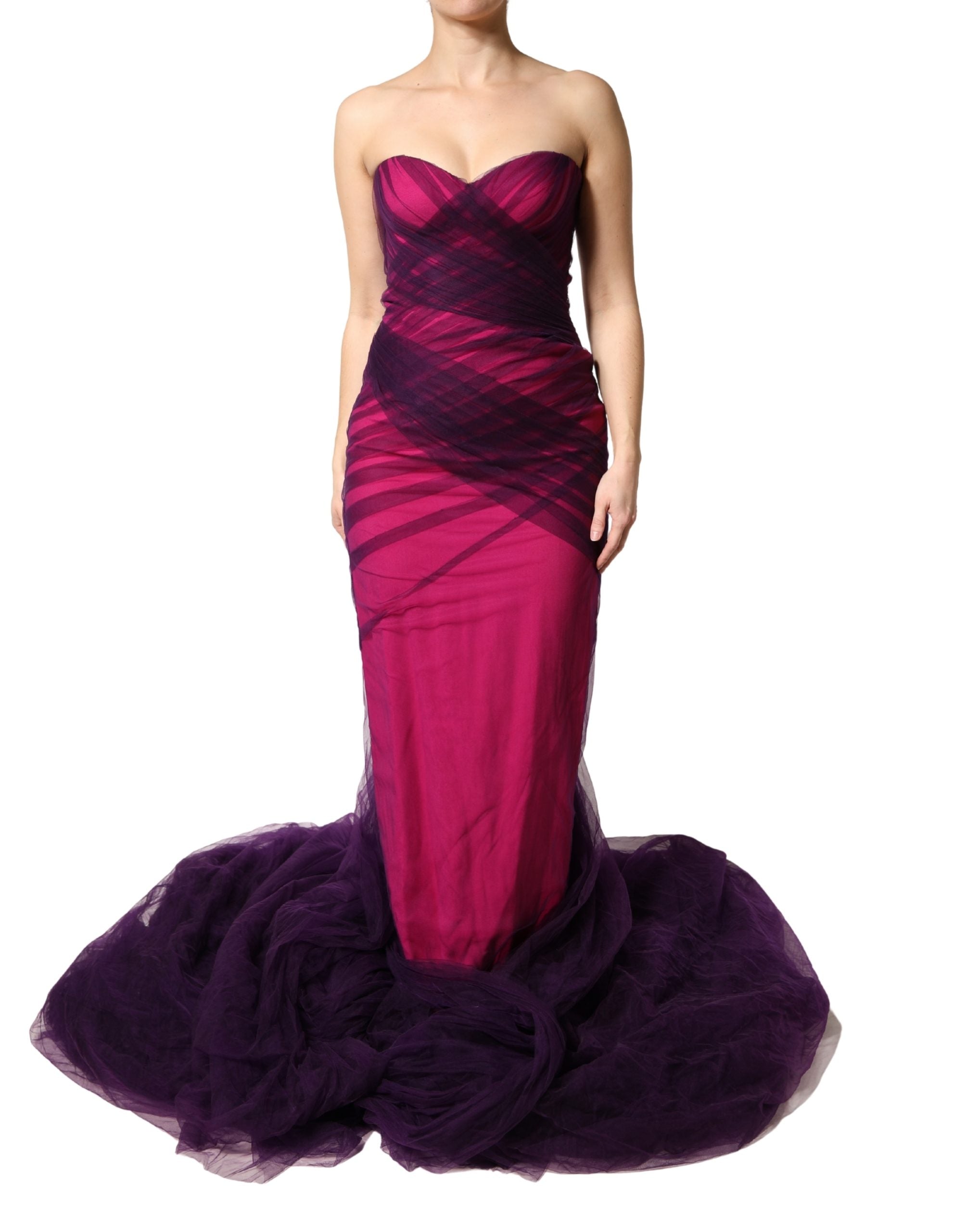 Dolce & Gabbana Pink Black Strapless Sheath Mermaid  Dress Dolce & Gabbana