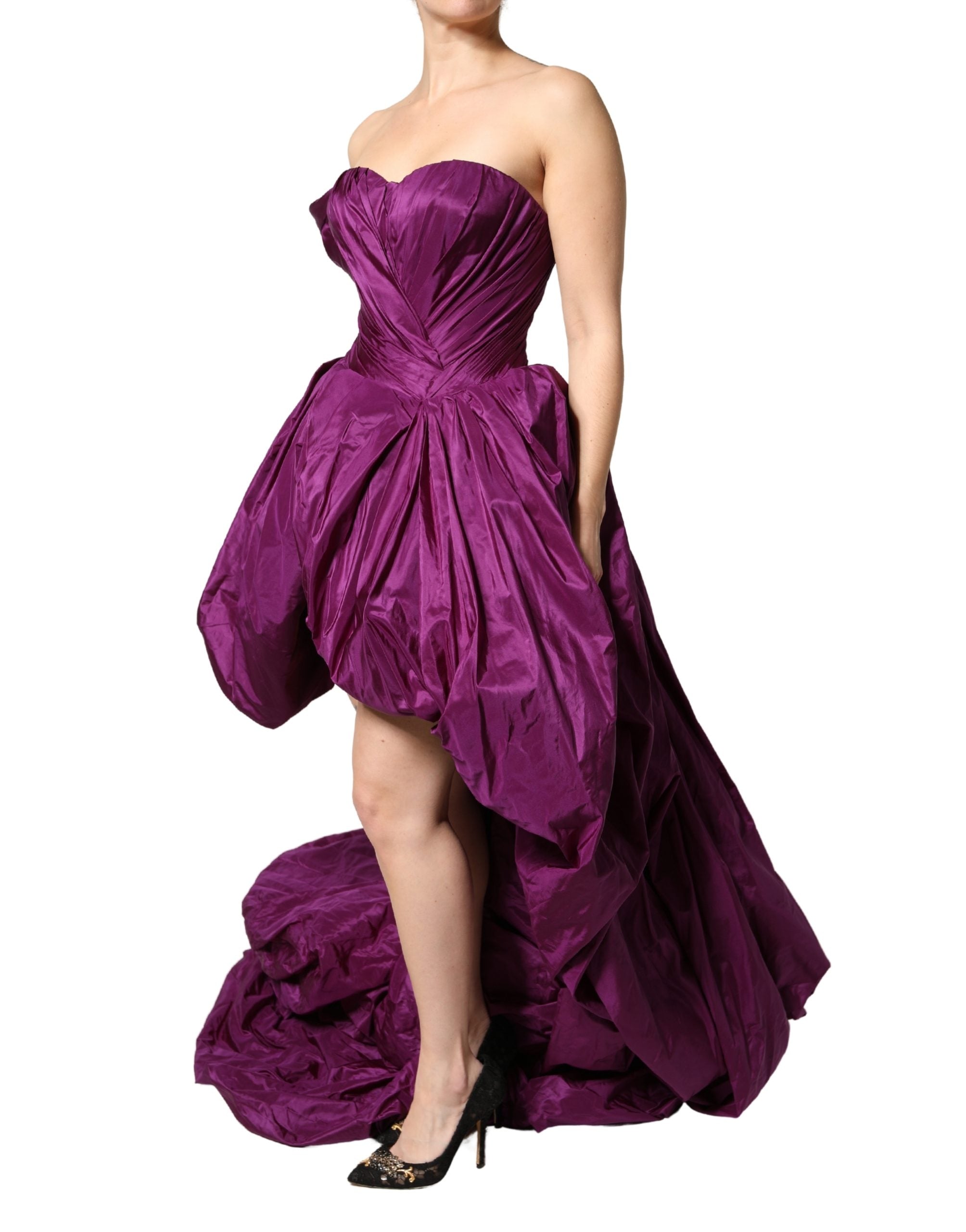 Dolce & Gabbana Purple Strapless A-line Asymmetric Dress Dolce & Gabbana