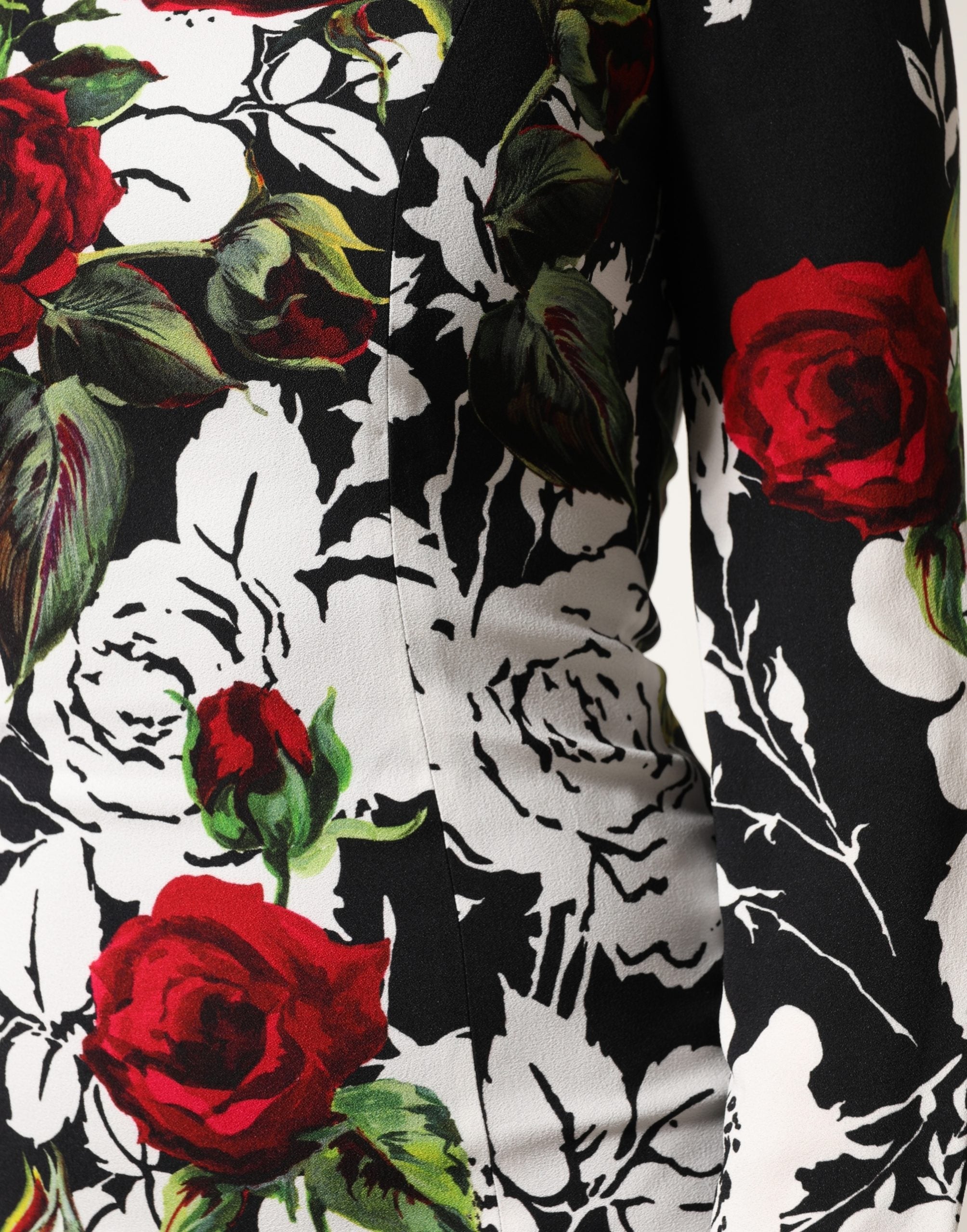 Dolce & Gabbana Black Floral Viscose Bodycon Long Gown Dress Dolce & Gabbana