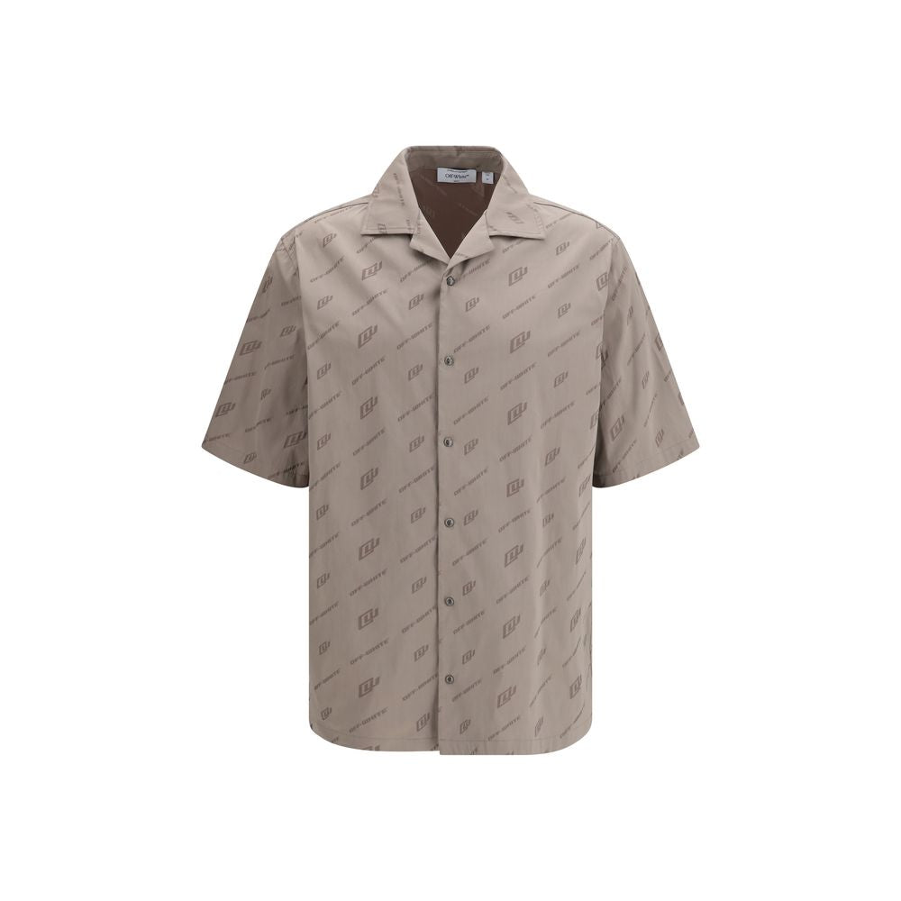 Off-White Beige Viscose Shortsleeve Shirt Off-White