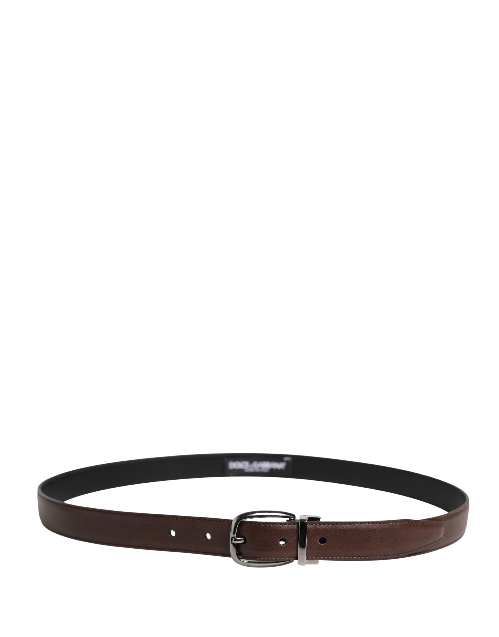Dolce & Gabbana Men Brown Classic Leather Metal Buckle Belt Dolce & Gabbana