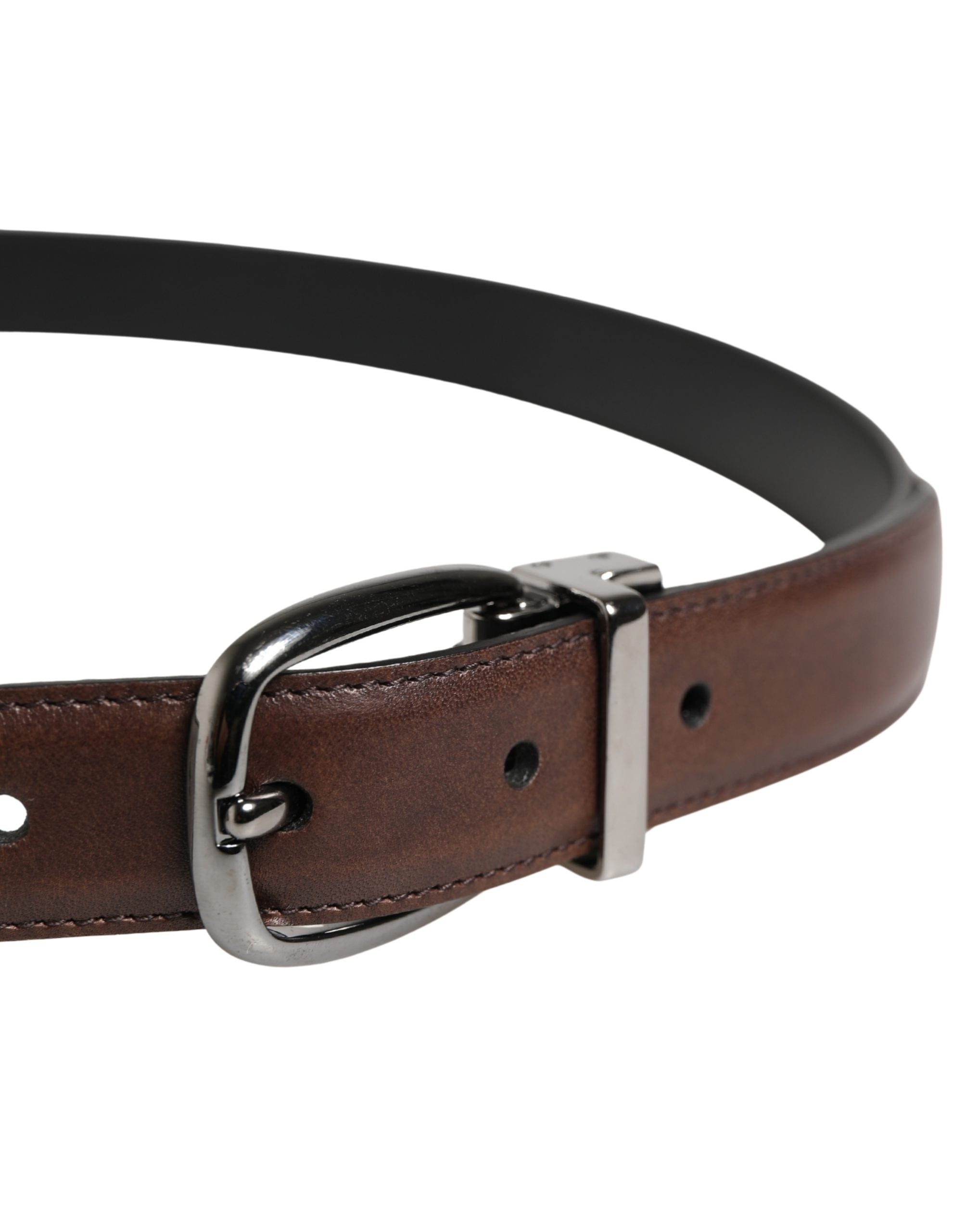Dolce & Gabbana Men Brown Classic Leather Metal Buckle Belt Dolce & Gabbana
