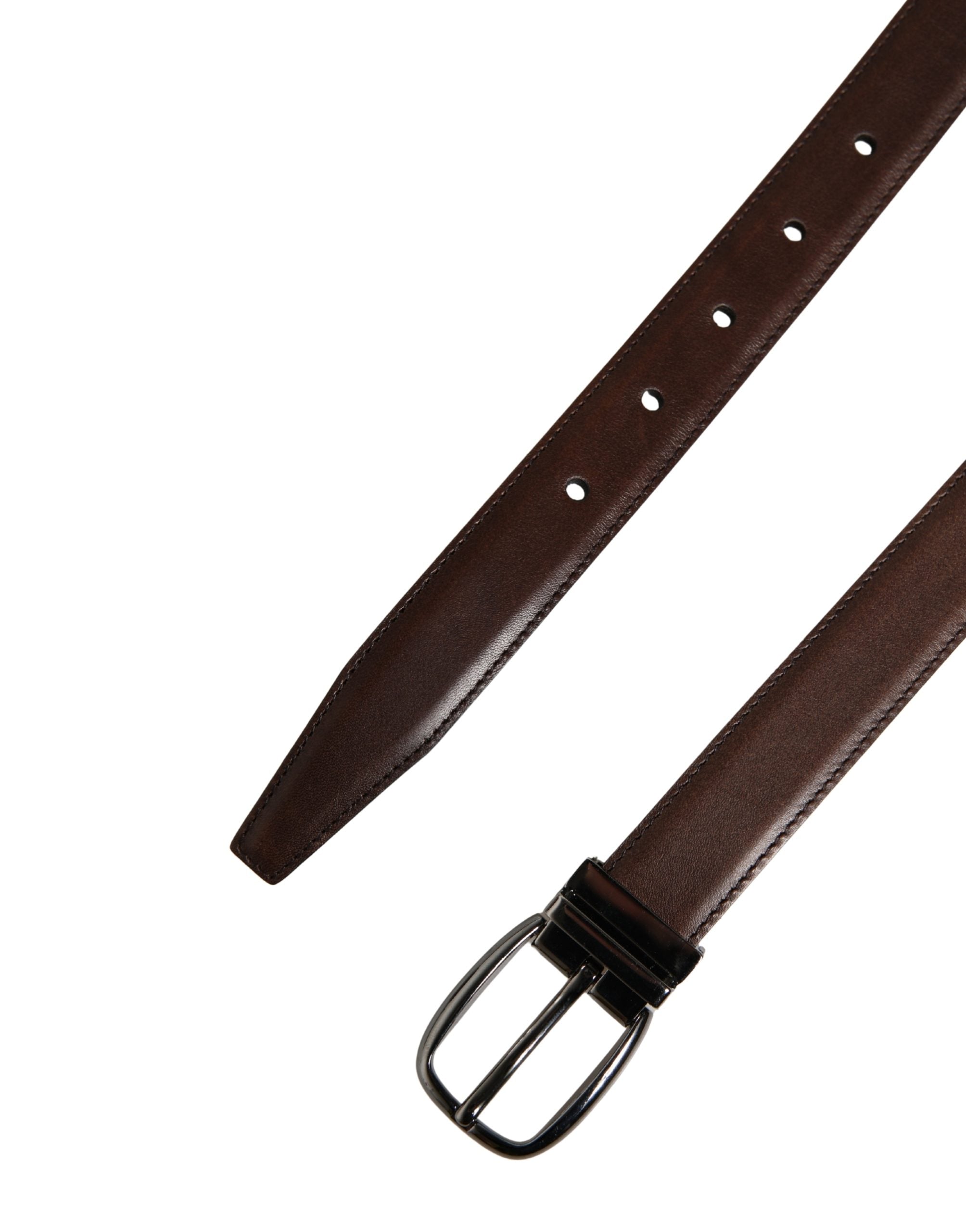 Dolce & Gabbana Men Brown Classic Leather Metal Buckle Belt Dolce & Gabbana