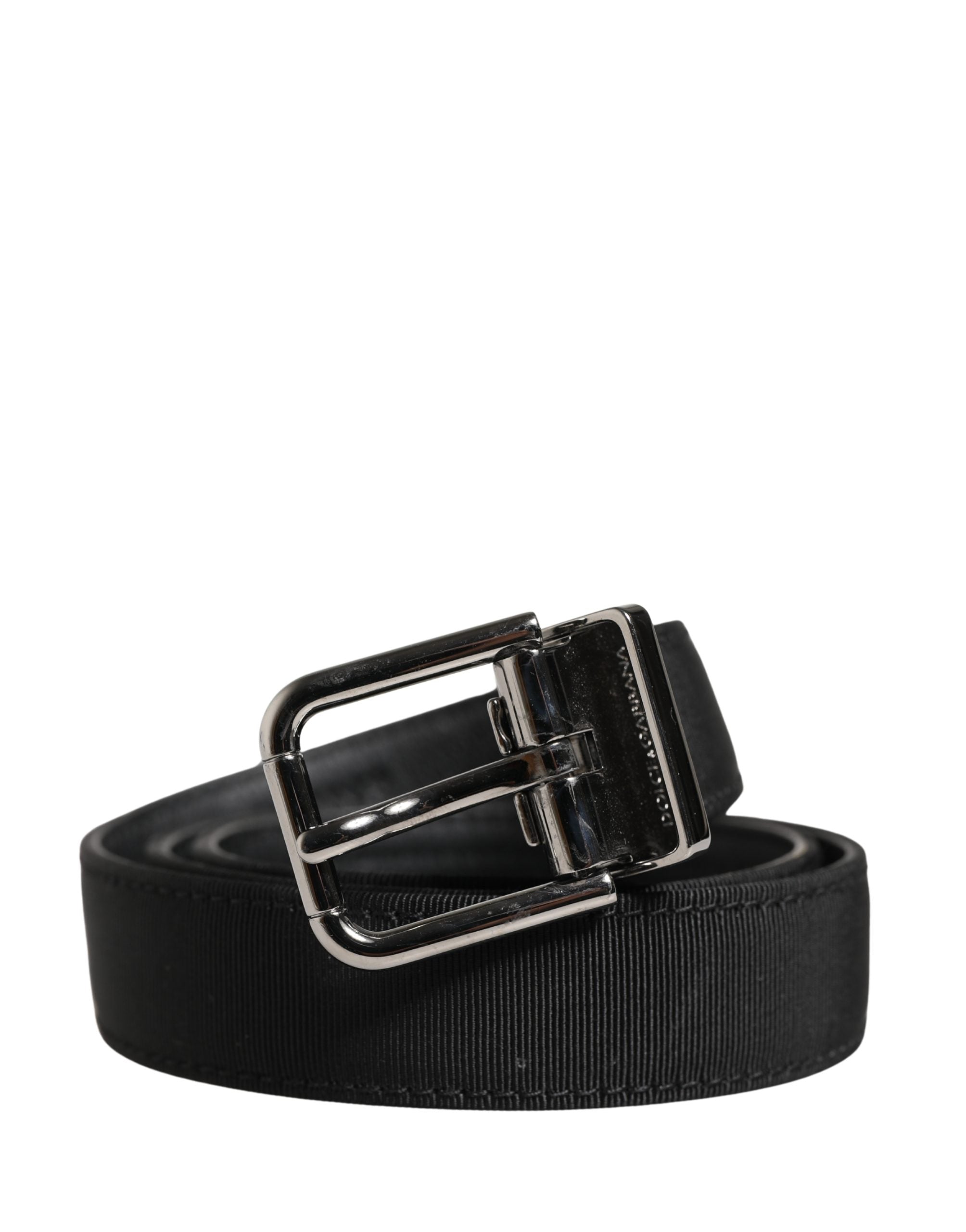Dolce & Gabbana Men Black Viscose Leather Metal Buckle Belt Dolce & Gabbana