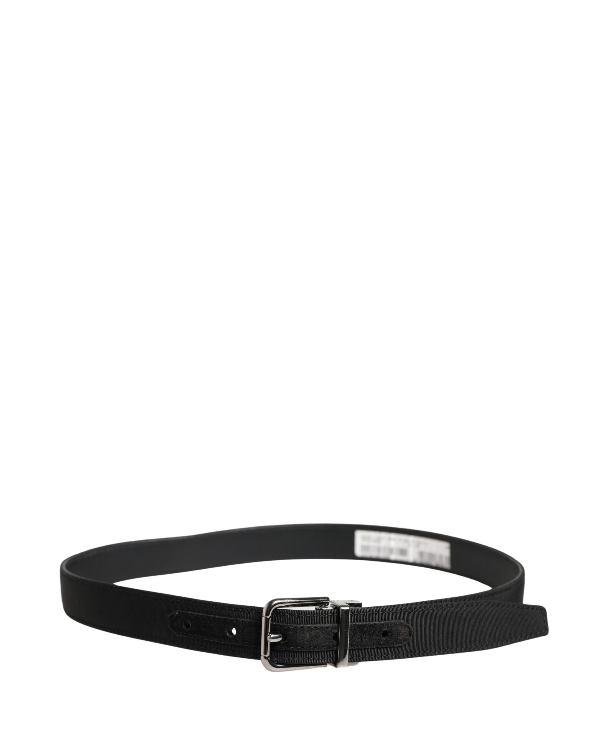 Dolce & Gabbana Men Black Viscose Leather Metal Buckle Belt Dolce & Gabbana