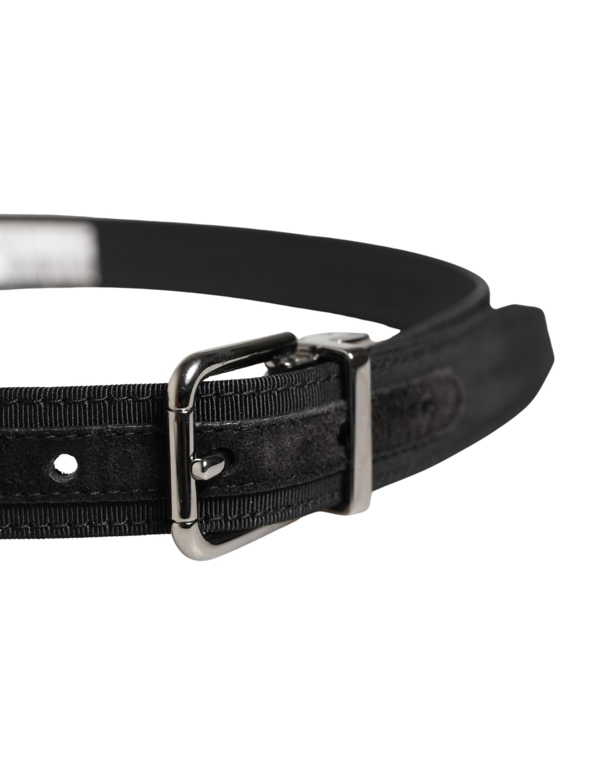 Dolce & Gabbana Men Black Viscose Leather Metal Buckle Belt Dolce & Gabbana