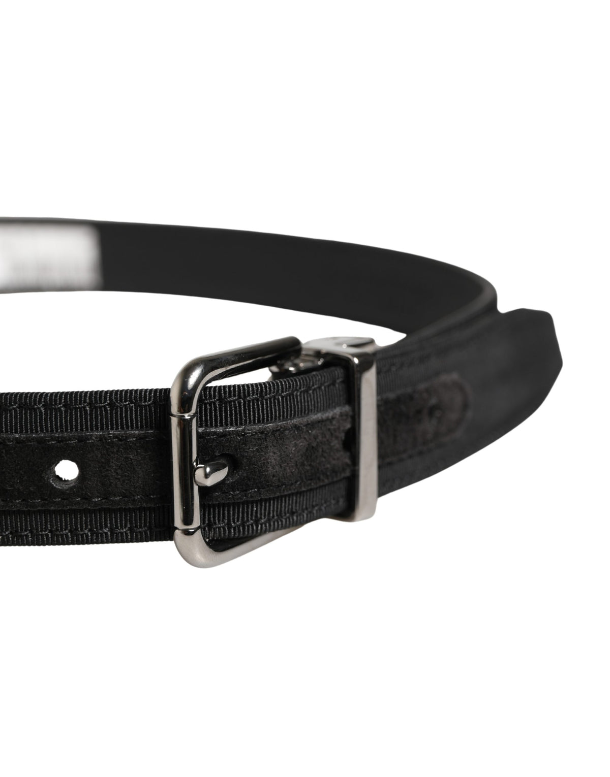 Dolce & Gabbana Men Black Viscose Leather Metal Buckle Belt