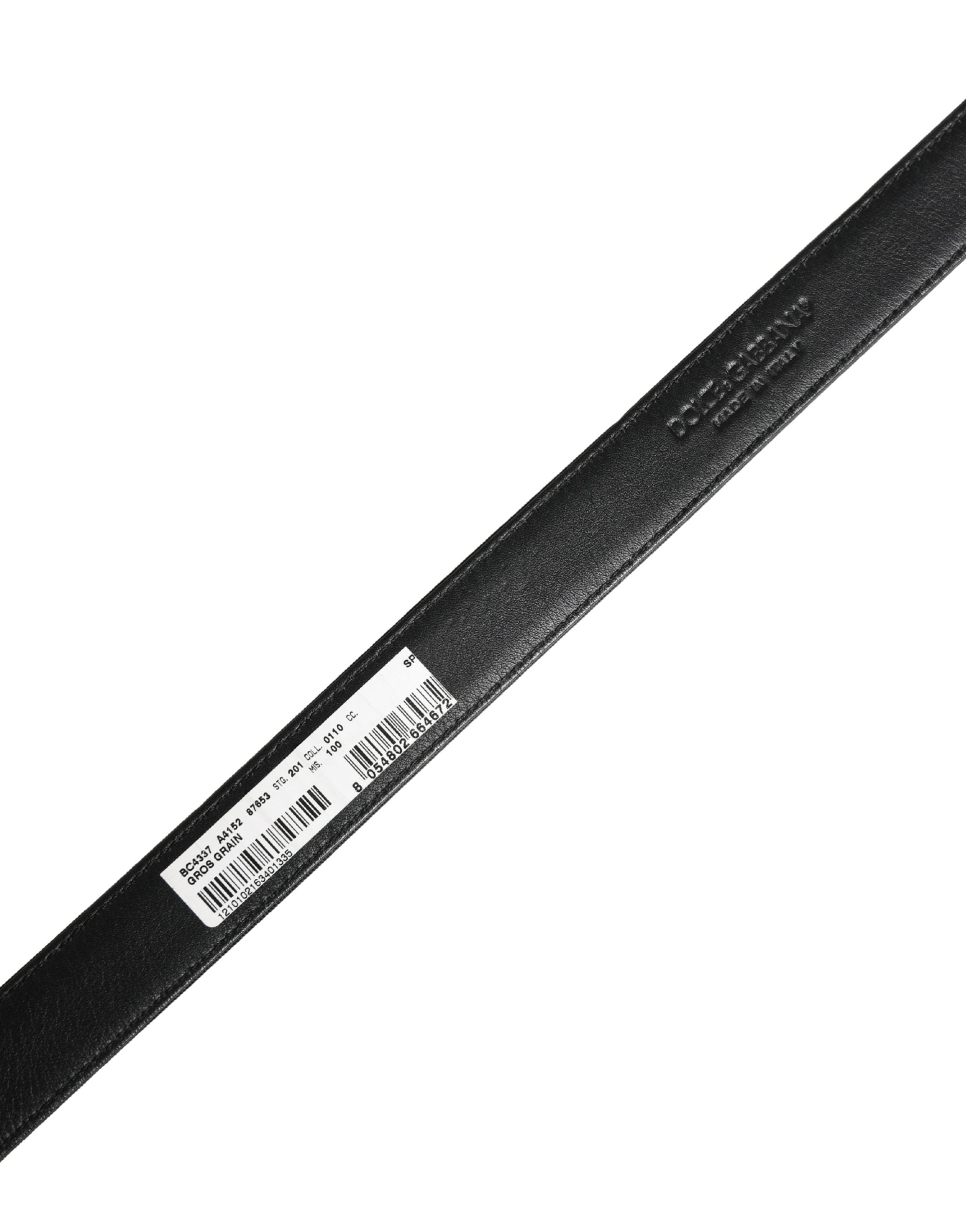 Dolce & Gabbana Men Black Viscose Leather Metal Buckle Belt Dolce & Gabbana