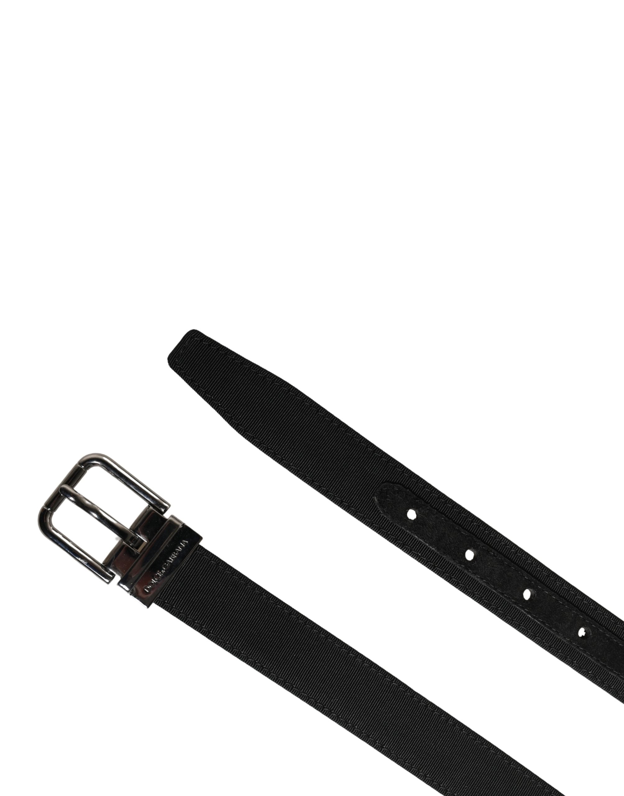 Dolce & Gabbana Men Black Viscose Leather Metal Buckle Belt Dolce & Gabbana