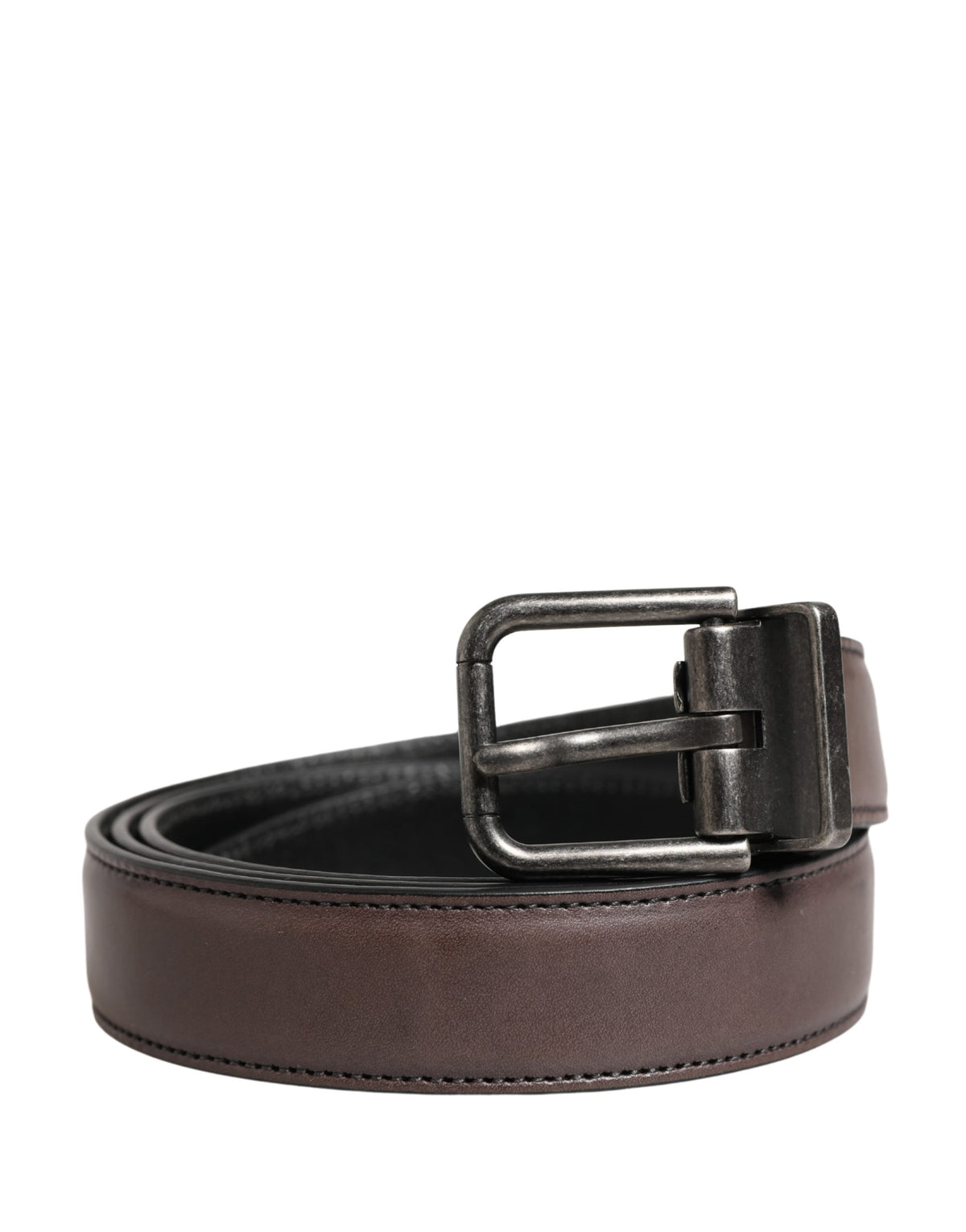 Dolce & Gabbana Men Brown Classic Leather Metal Buckle Belt