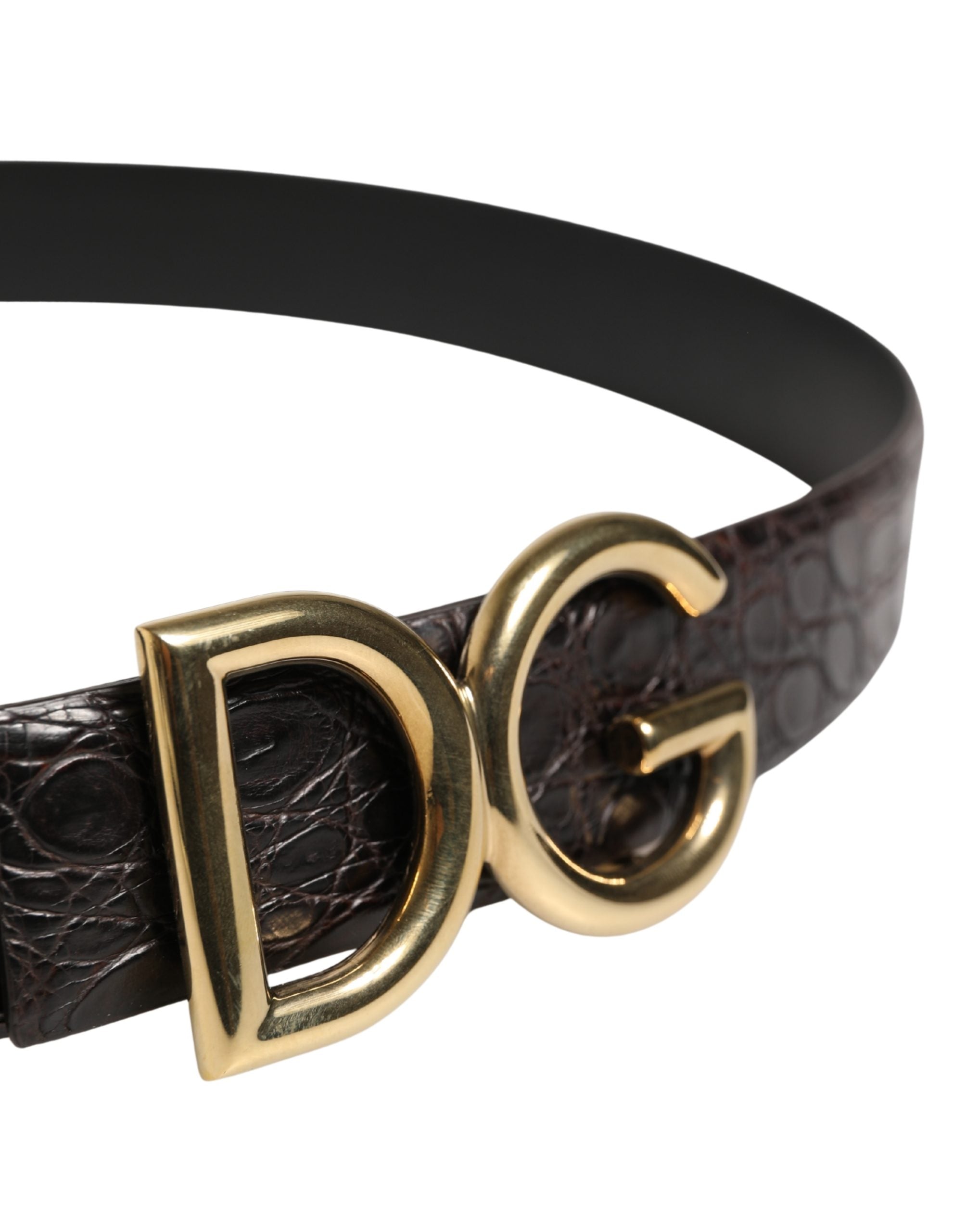 Dolce & Gabbana Men Black Exotic Leather Logo Buckle Belt Dolce & Gabbana