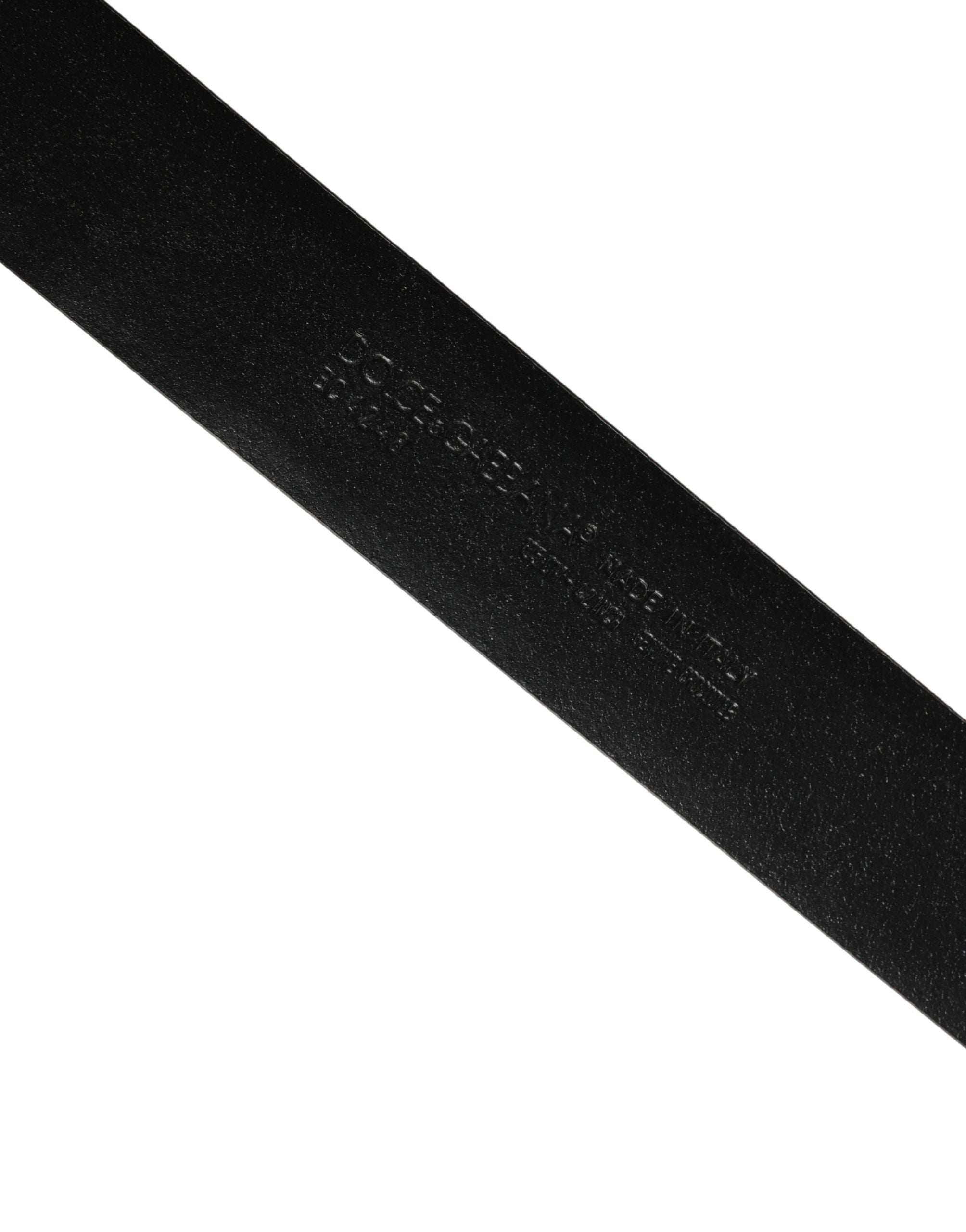 Dolce & Gabbana Men Black Exotic Leather Logo Buckle Belt Dolce & Gabbana