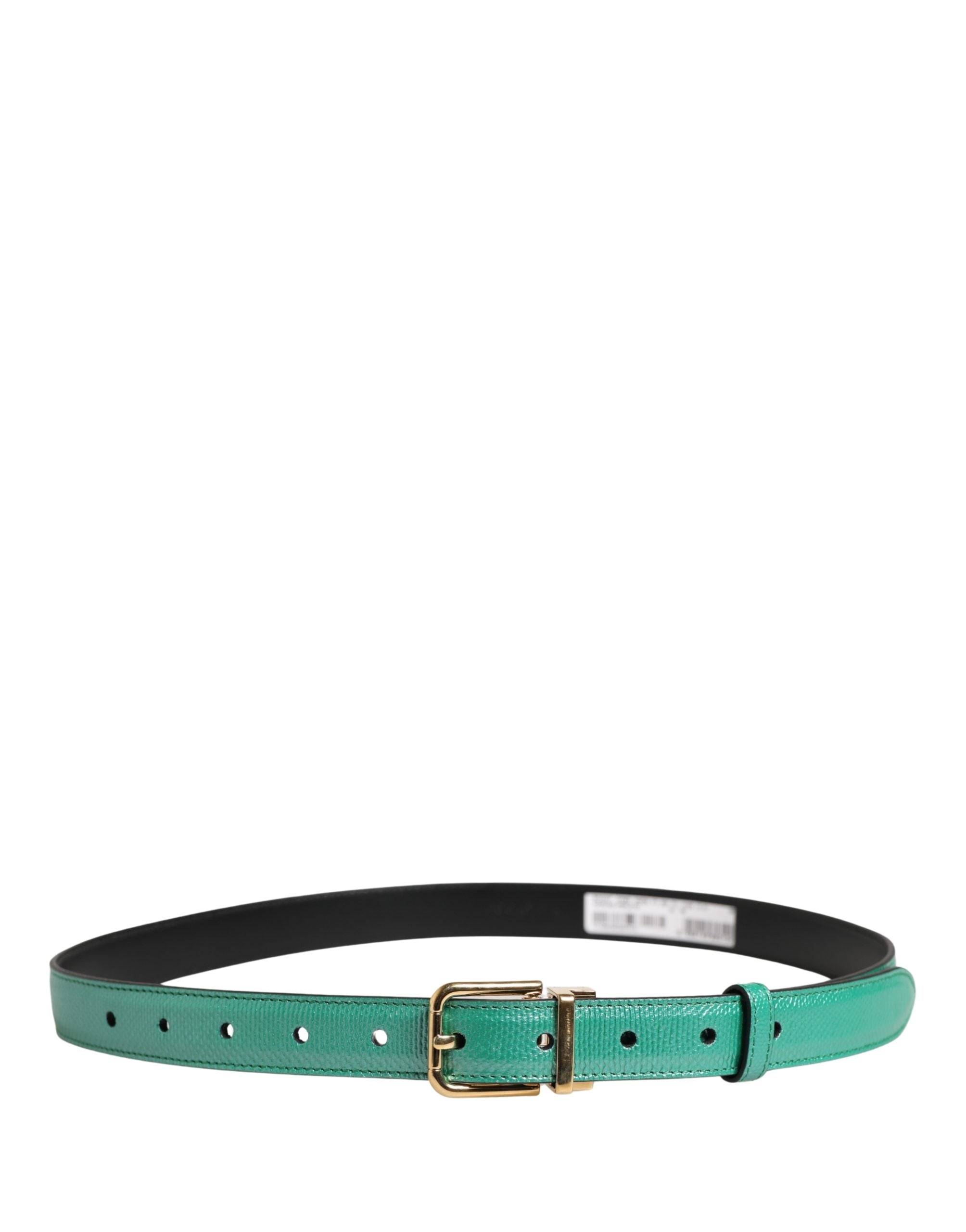 Dolce & Gabbana Men Green Classic Leather Metal Buckle Belt Dolce & Gabbana