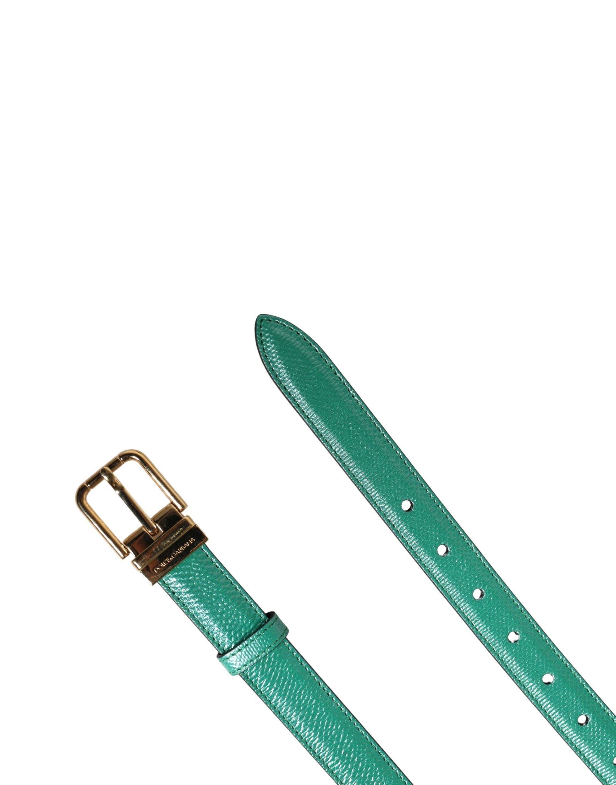 Dolce & Gabbana Men Green Classic Leather Metal Buckle Belt Dolce & Gabbana