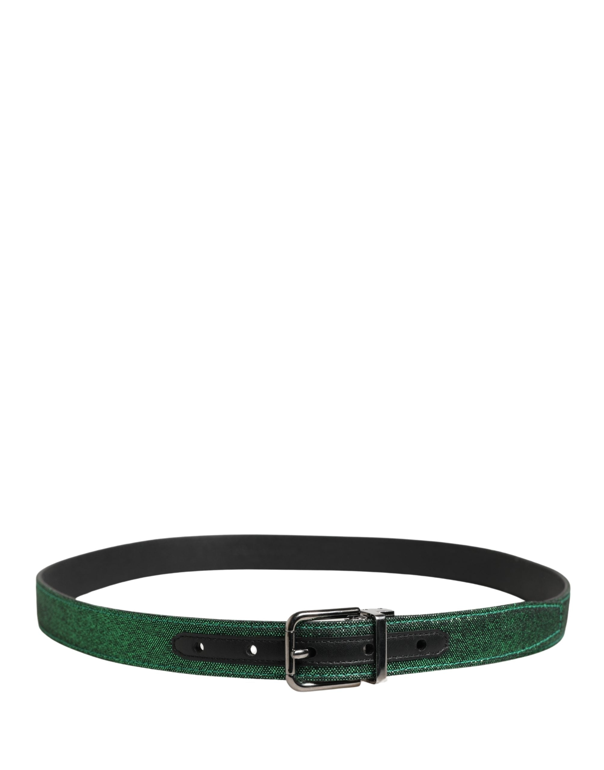 Dolce & Gabbana Men Green Lurex Polyester Metal Buckle Belt Dolce & Gabbana