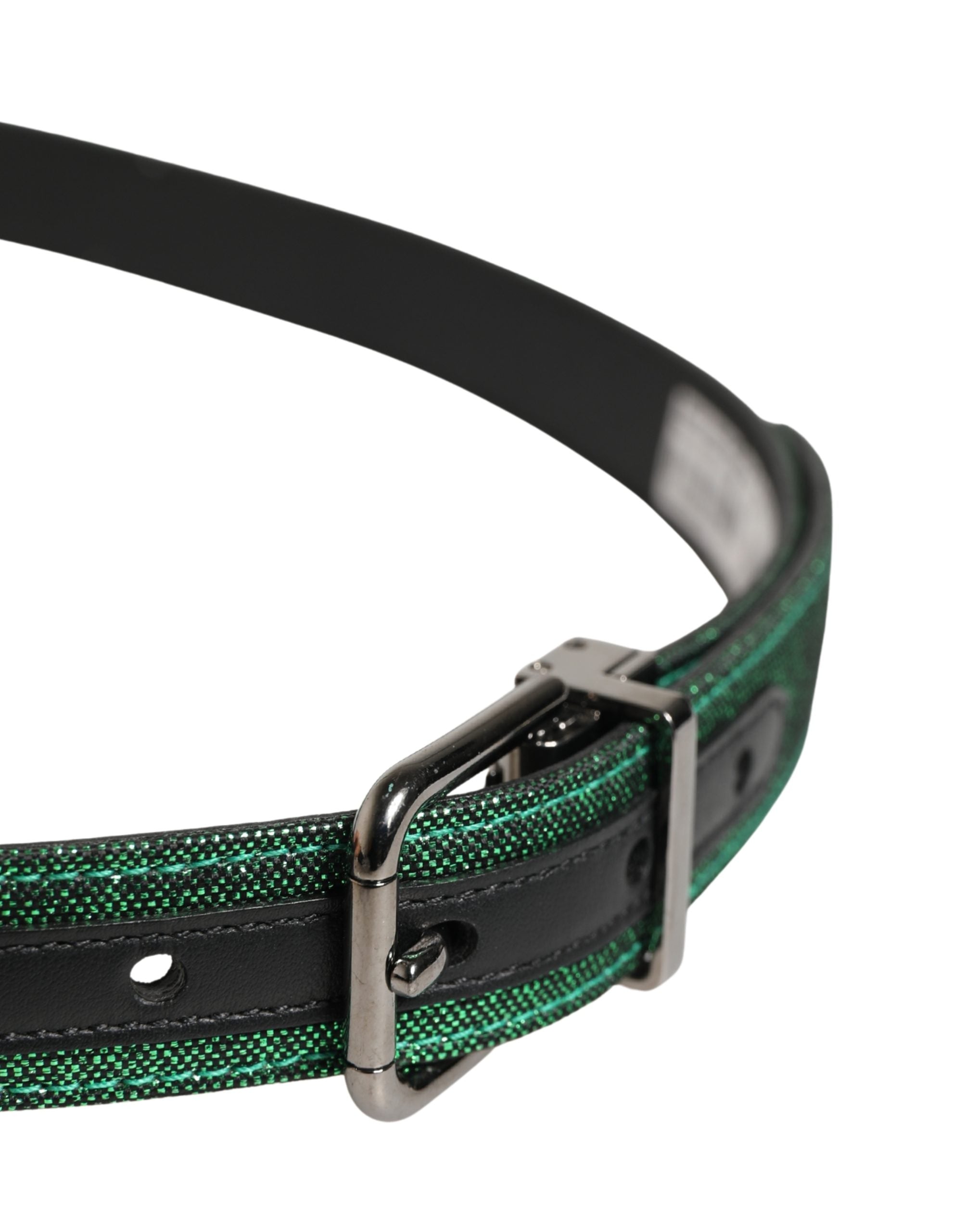Dolce & Gabbana Men Green Lurex Polyester Metal Buckle Belt Dolce & Gabbana