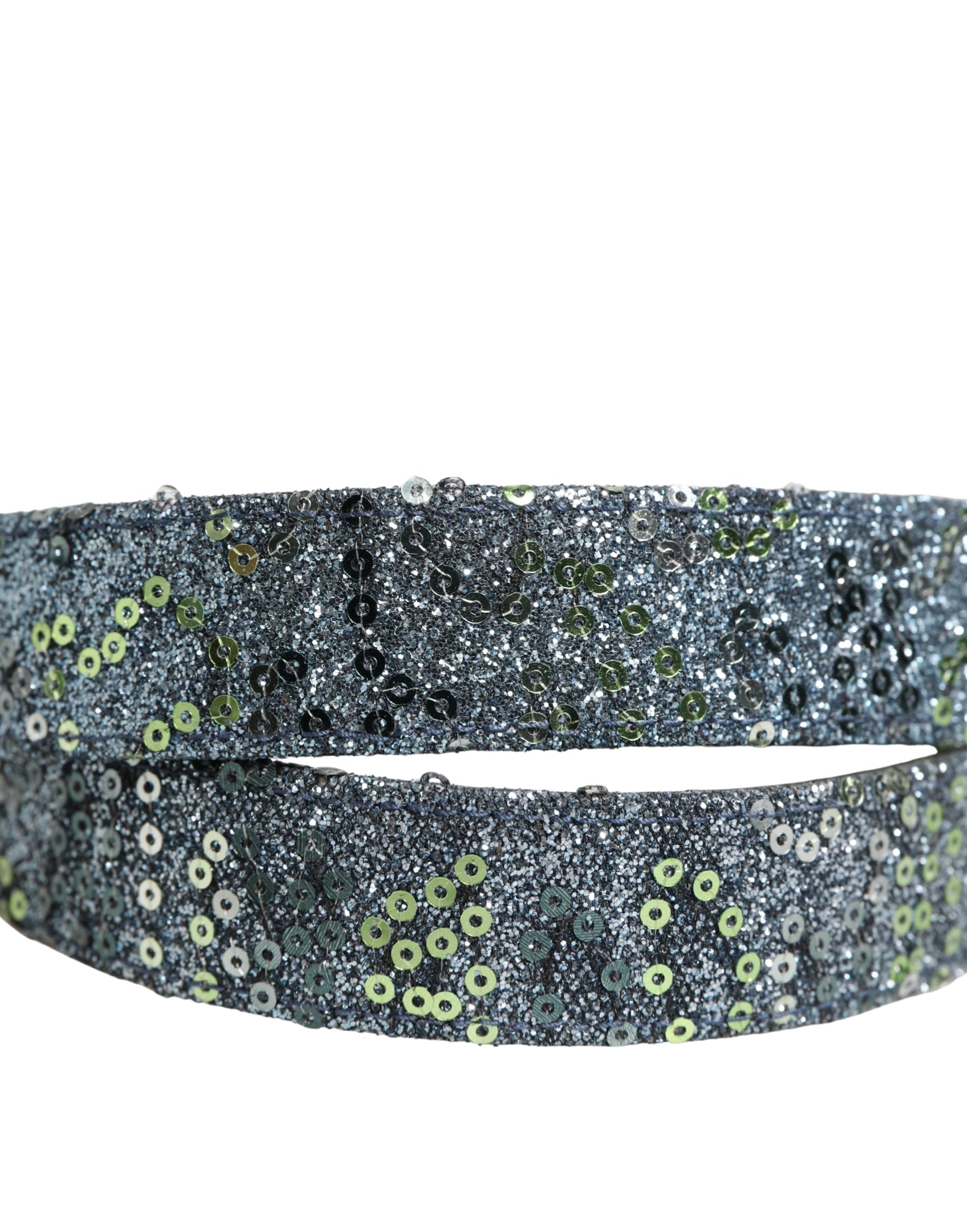 Dolce & Gabbana Men Multicolor Sequin Silver Metal Buckle Belt Dolce & Gabbana